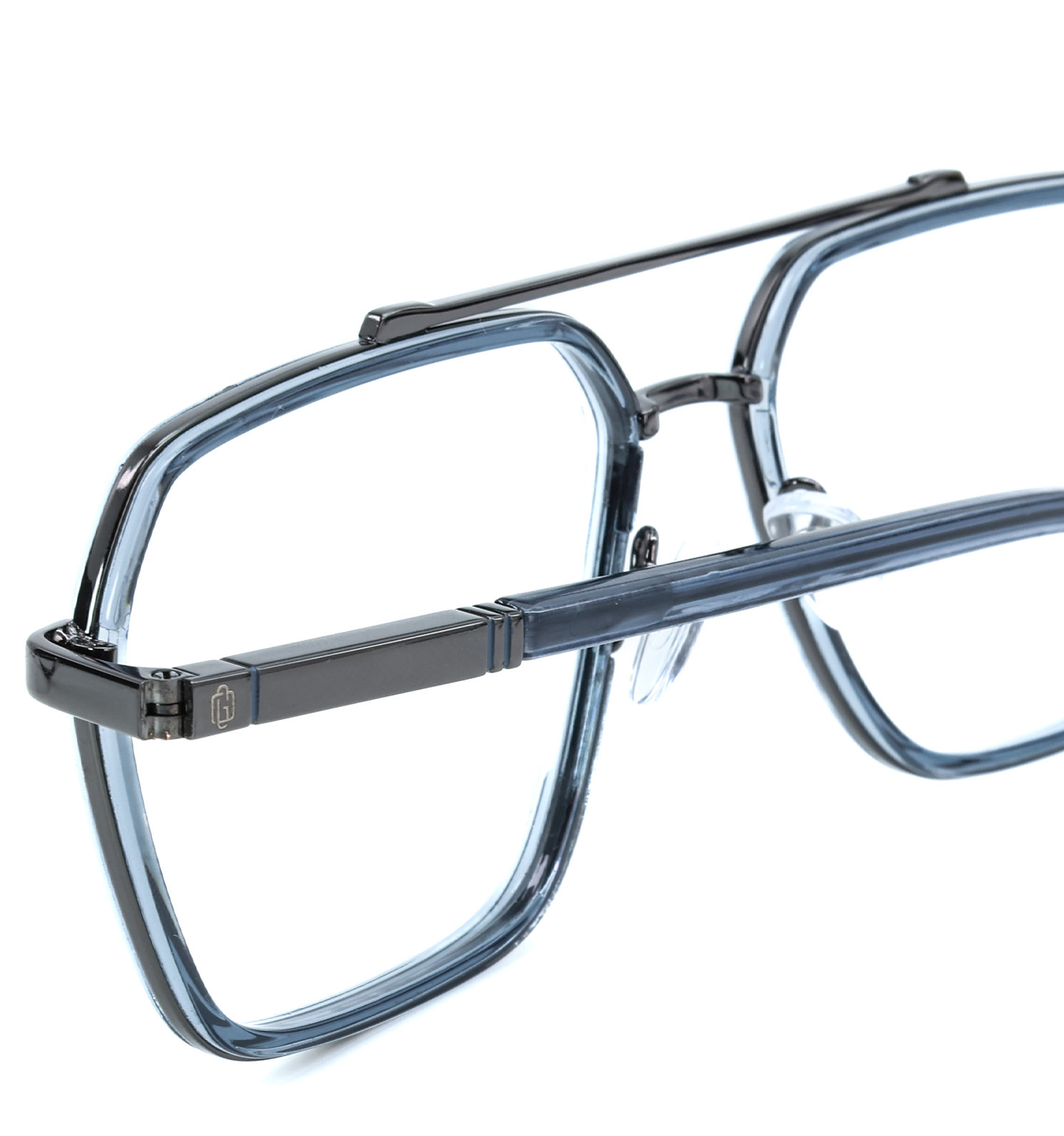 OG Twilight Light Blue & Gunmetal Eyeglasses – Square Full Rim Frame