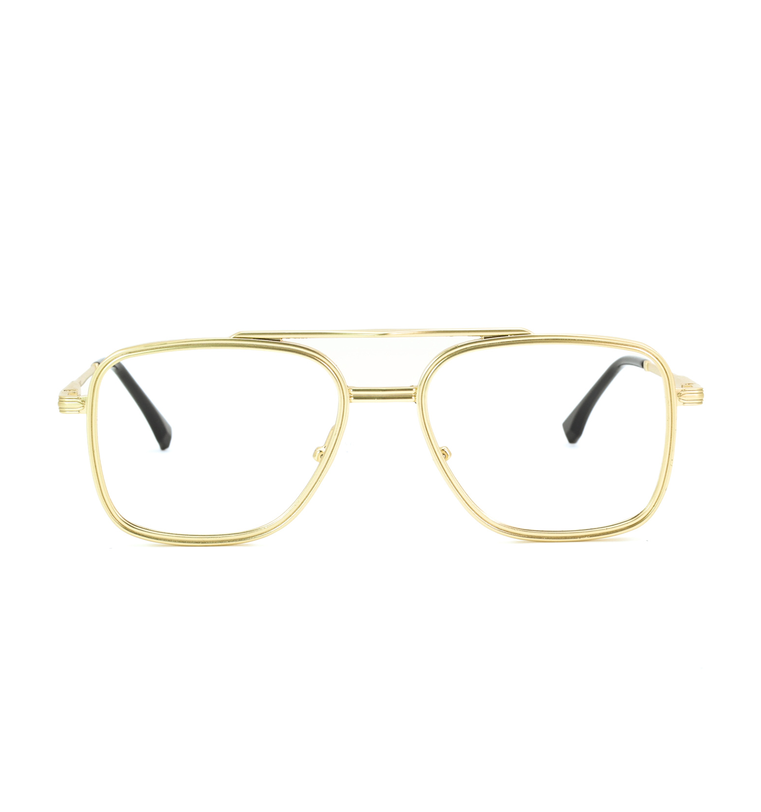 Vintage Square Metal Eyeglasses – OG Retro Full Rim Frame | Available in Black, Golden & Grey
