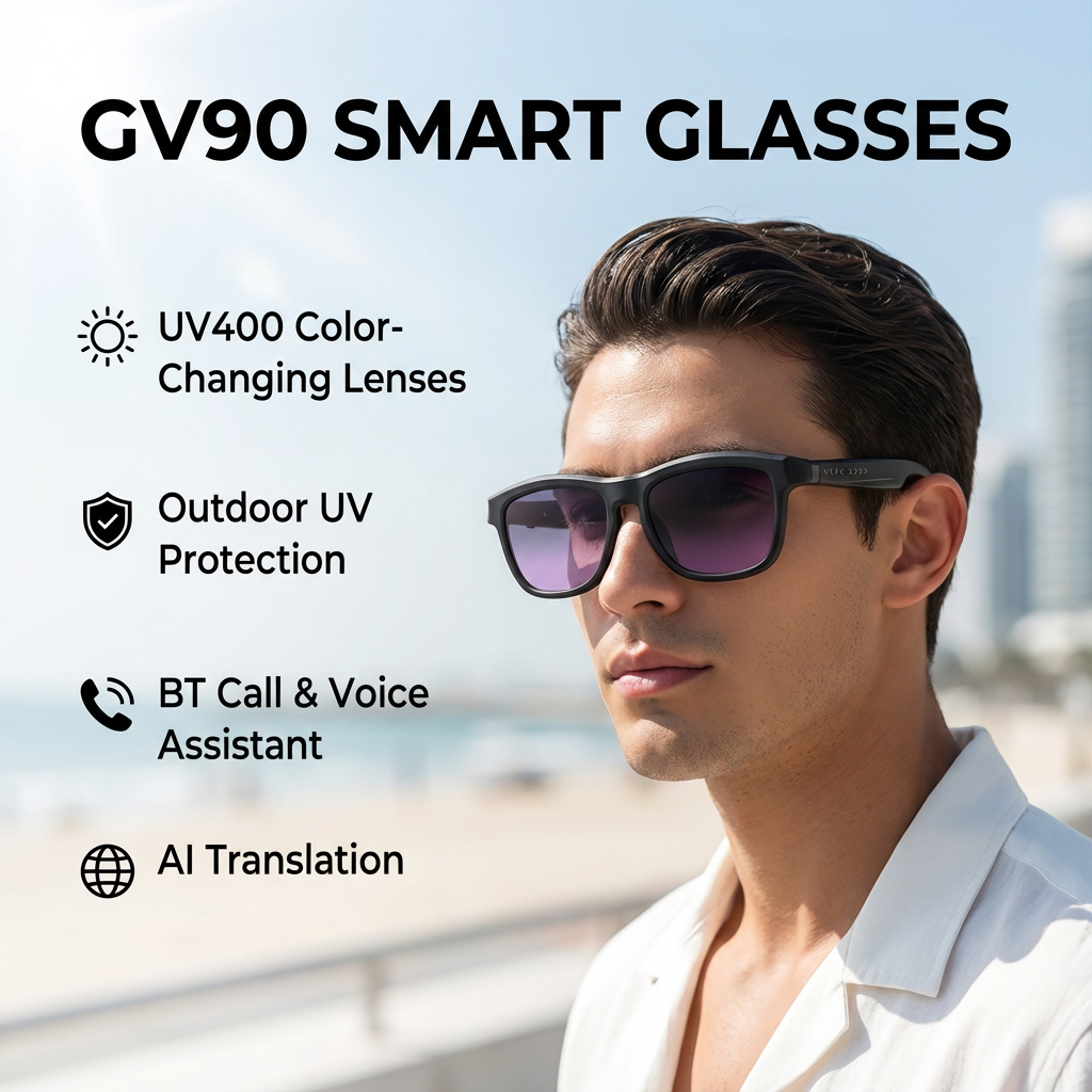 Smart Colour Changing AI Glasses – Intelligent Adaptive Lens Eyewear | Unisex Smart Eyeglasses (Black / Grey)