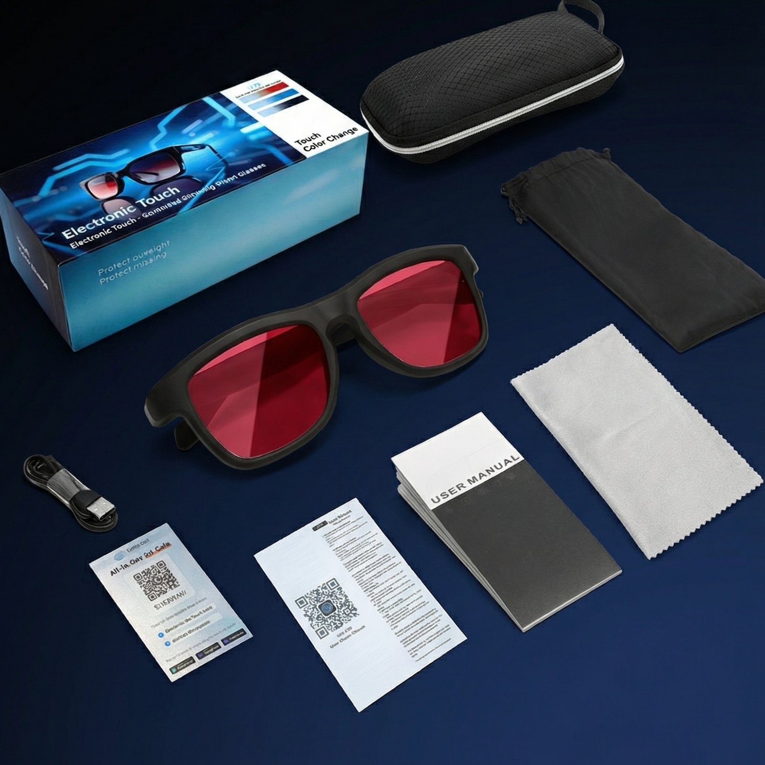 Smart Colour Changing AI Glasses – Intelligent Adaptive Lens Eyewear | Unisex Smart Eyeglasses (Black / Grey)