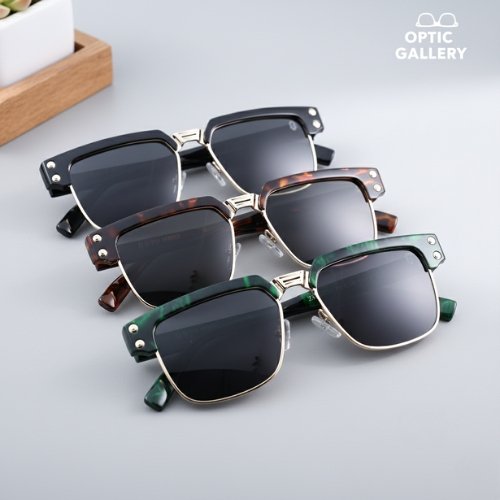 Club Master OG Retro Craft Full Rim Unisex Sunglasses – Classic Vintage Style (Black, Green Shade, Yellow)