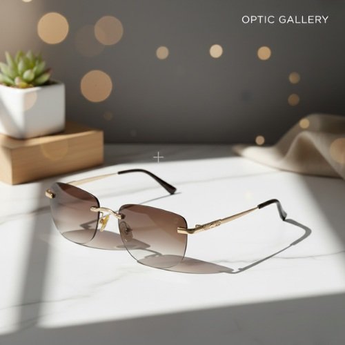 Zero Edge Rimless Weightless Sunglasses – Ultra-Light Minimalist Design (Black, Silver)