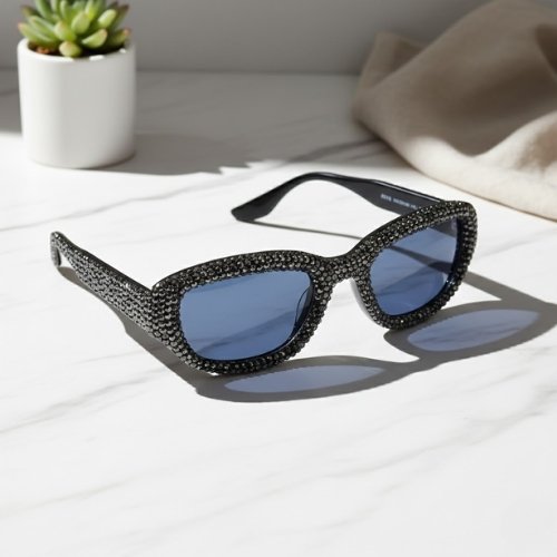 Diva Cat Eye Sunglasses for Women – Bold Fashion Shades(Blue/Green)