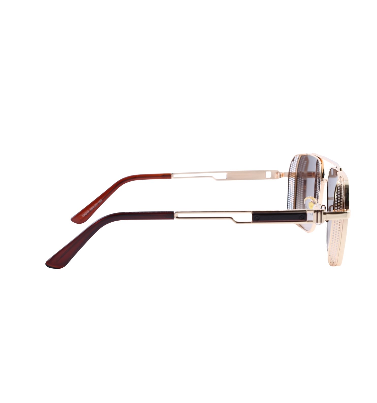 Full Rim Metal Side Cap Sunglasses – Unisex UV-Protective Shades (Purple, Black, Brown)