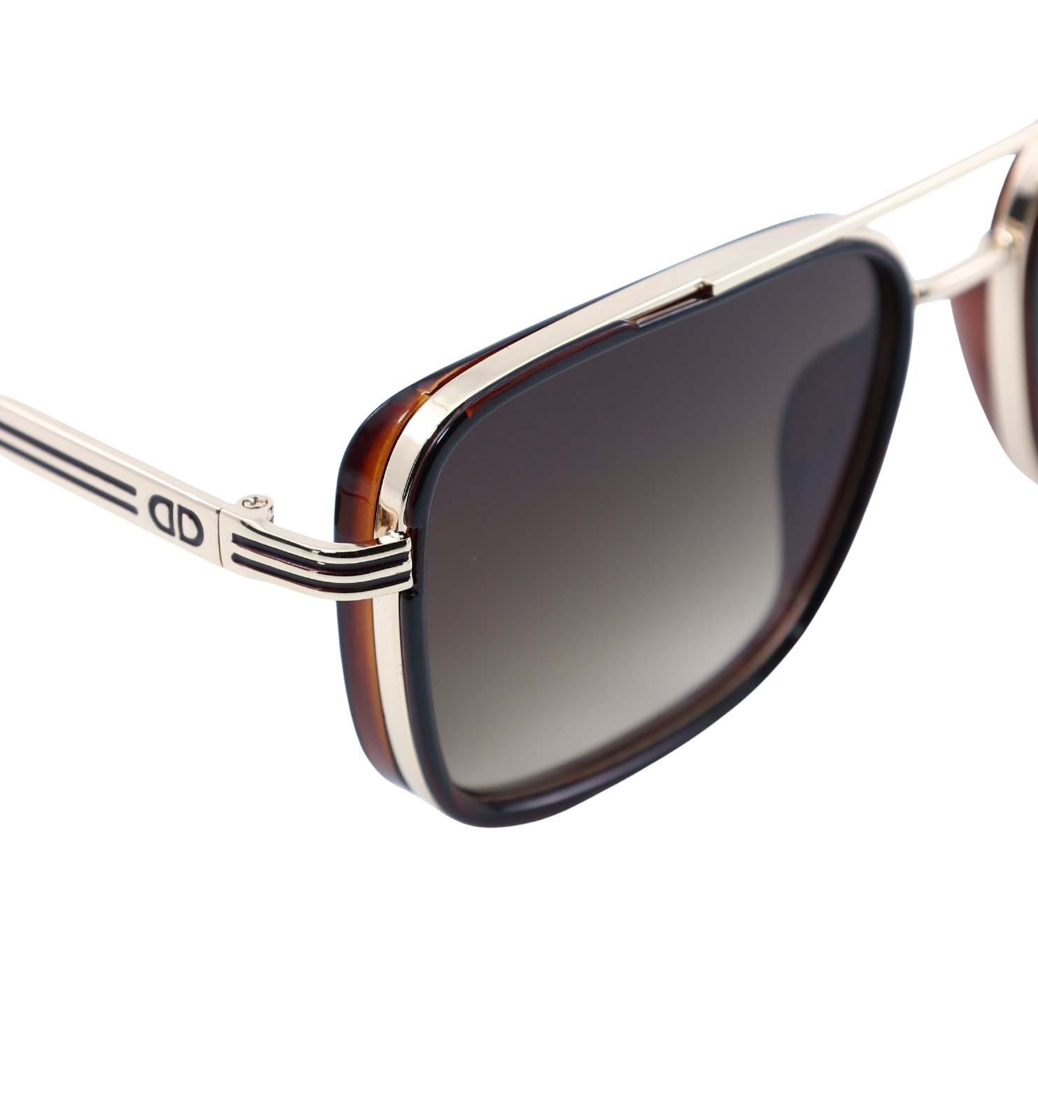 Royal Square Full Rim Metal Wayfarer Sunglasses with UV400 Protection – Classic Brown