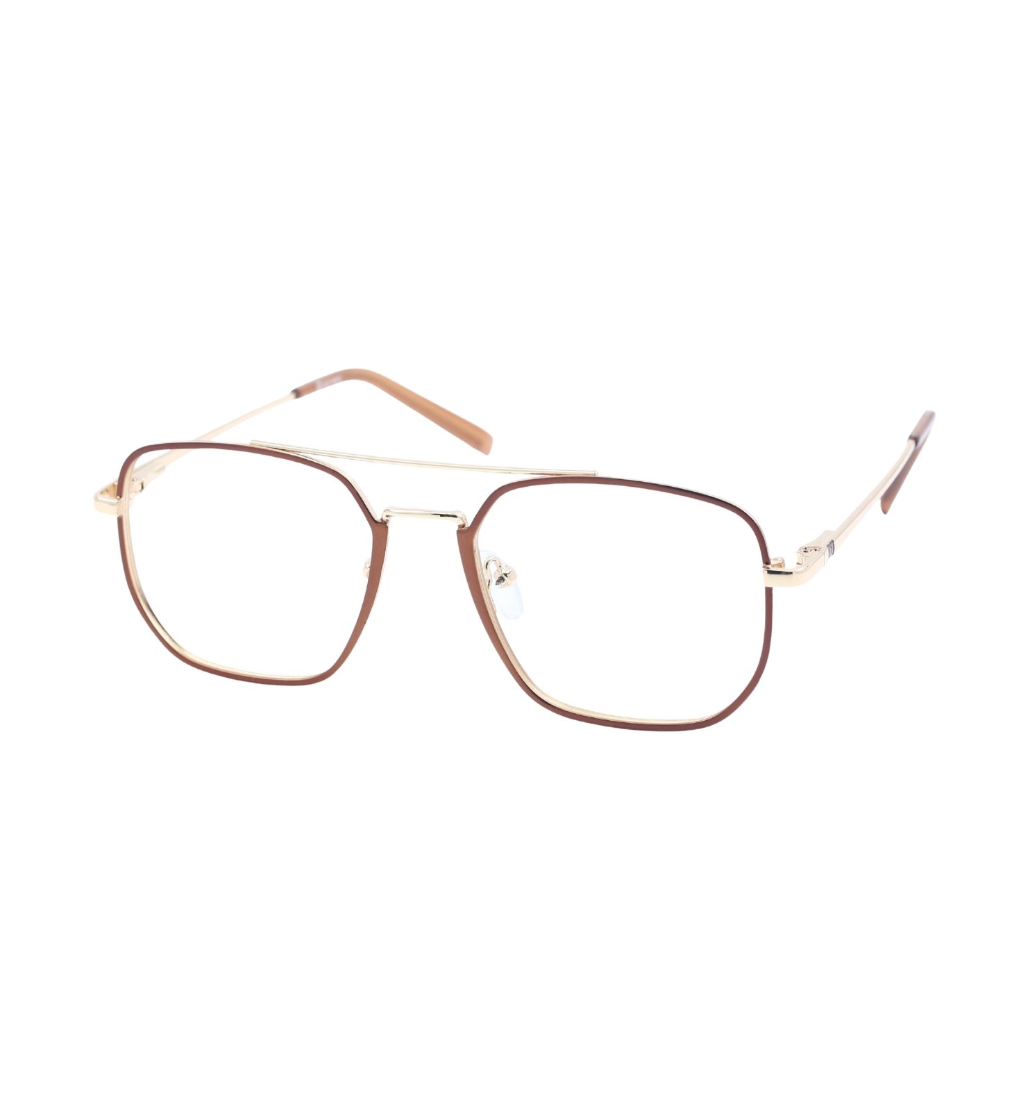 Classic Pilot Full Rim Eyeglasses for Men | Lightweight Metal Frame (Blue & Brown)