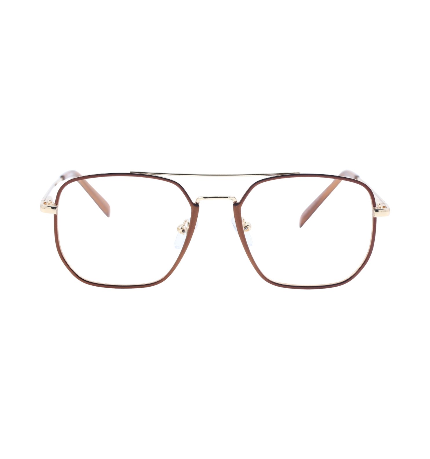Classic Pilot Full Rim Eyeglasses for Men | Lightweight Metal Frame (Blue & Brown)