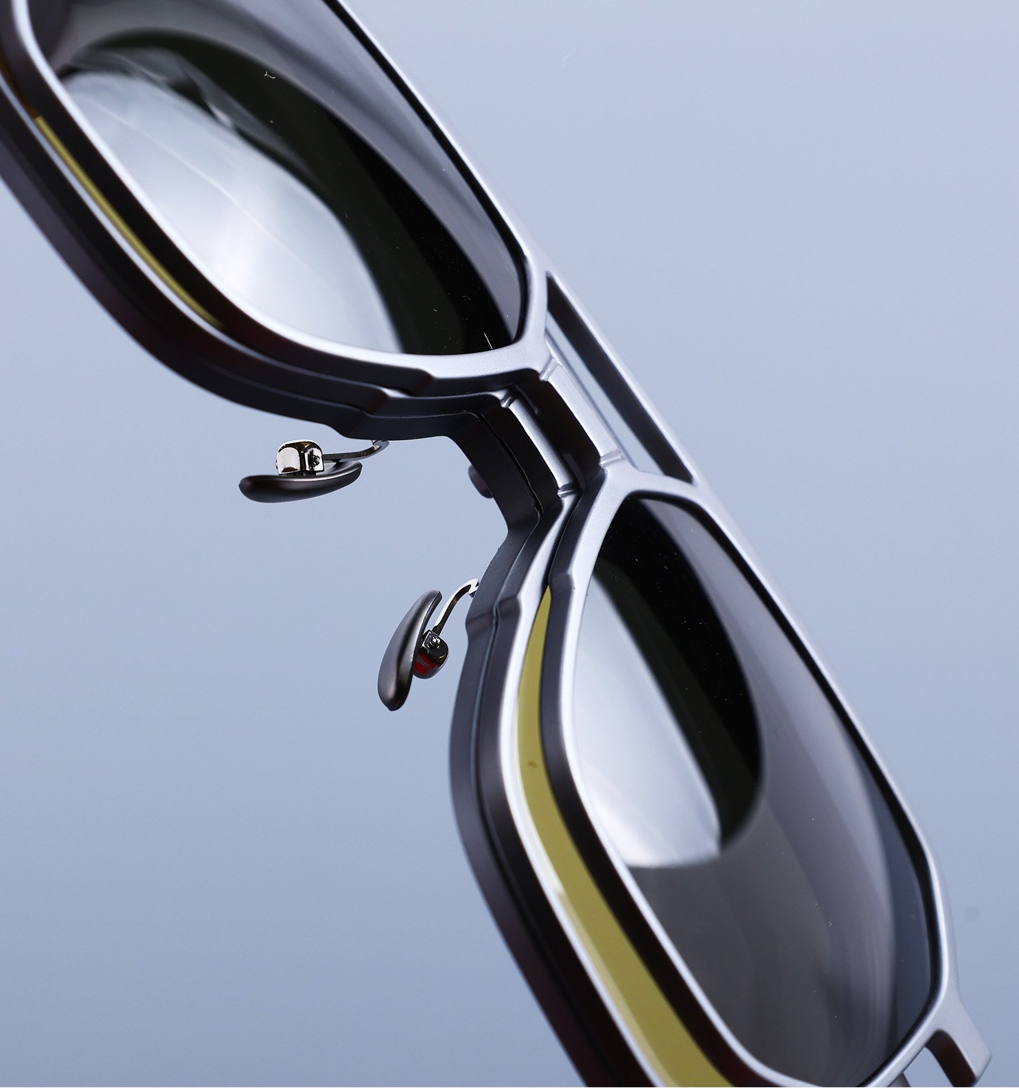 Clip On Glasses–Dual-Mode Eyeglasses with Snap-On Sunglass Clip (Black,Yellow)