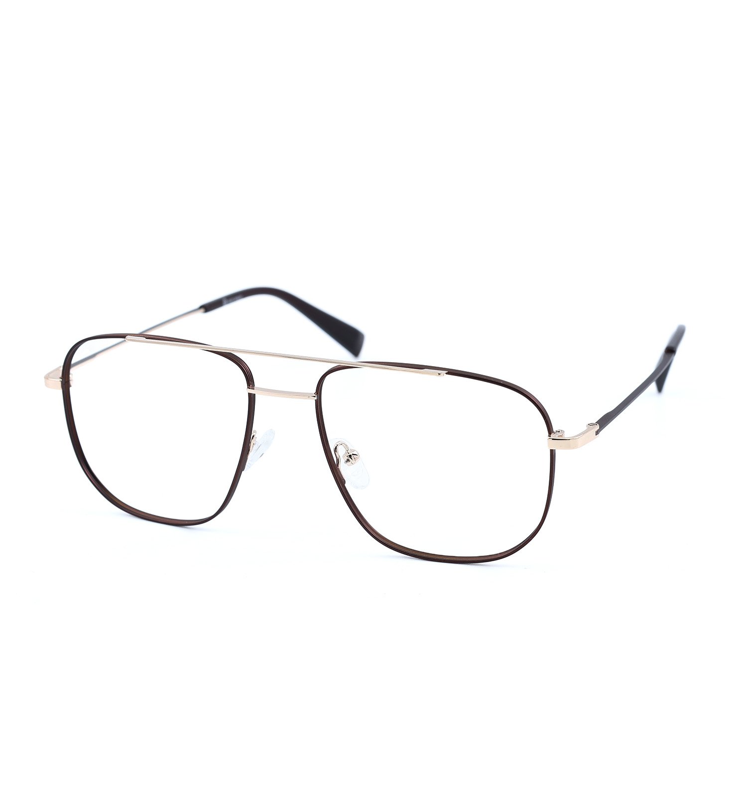 Elite Pilot Men’s Eyeglasses | Premium Metal Optical Frame in Brown, Dark Blue & Grey