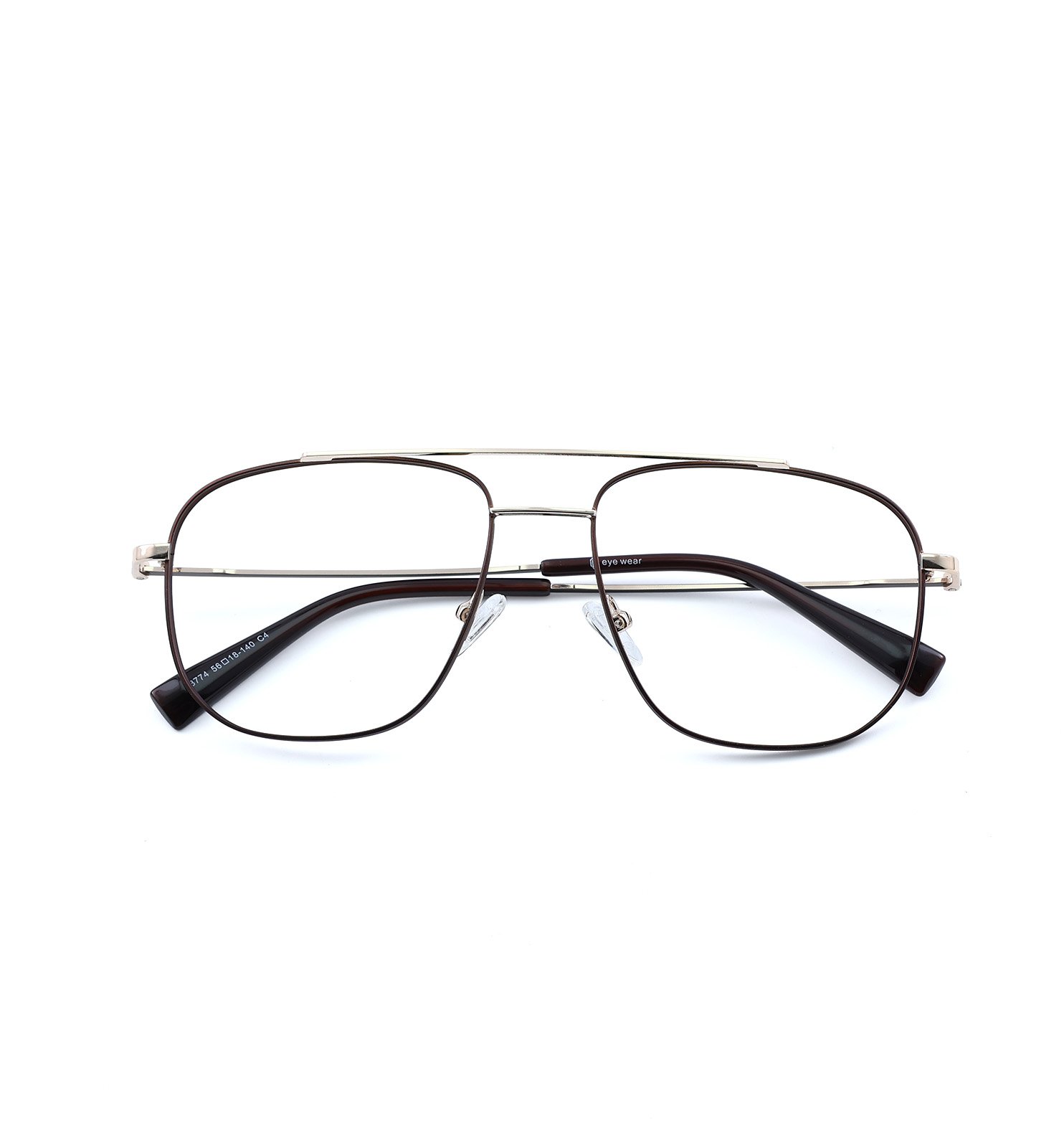 Elite Pilot Men’s Eyeglasses | Premium Metal Optical Frame in Brown, Dark Blue & Grey