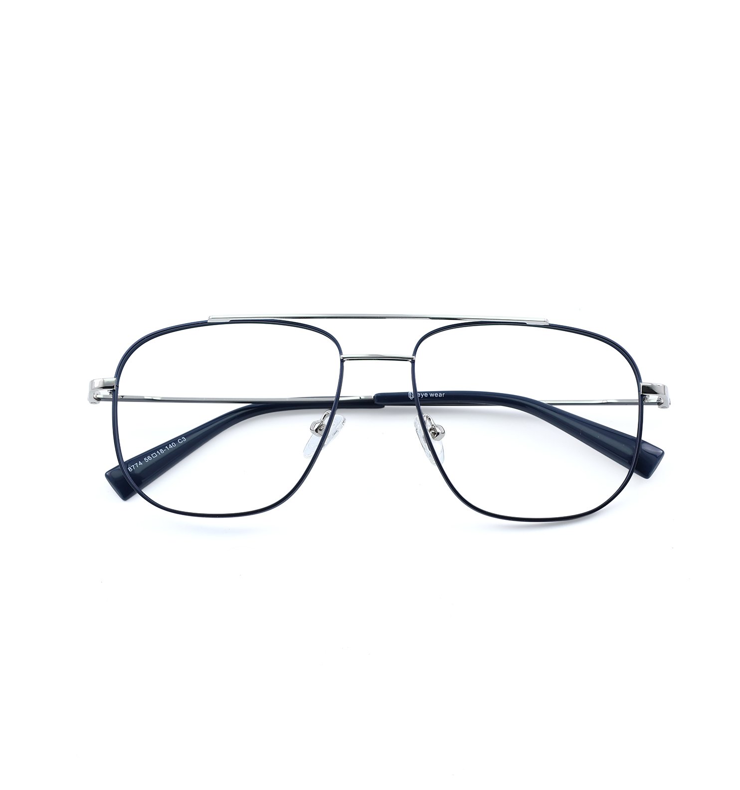 Elite Pilot Men’s Eyeglasses | Premium Metal Optical Frame in Brown, Dark Blue & Grey