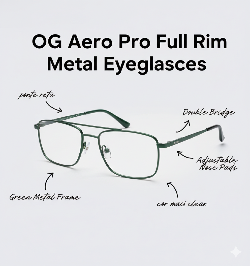 OG Aero Pro Men’s Full Rim Metal Eyeglasses | Lightweight Premium Square Frame