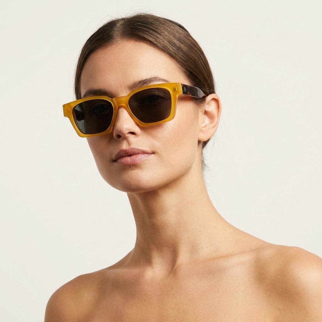 OG Amber Bold | Yellow Frame Square Sunglasses For Men