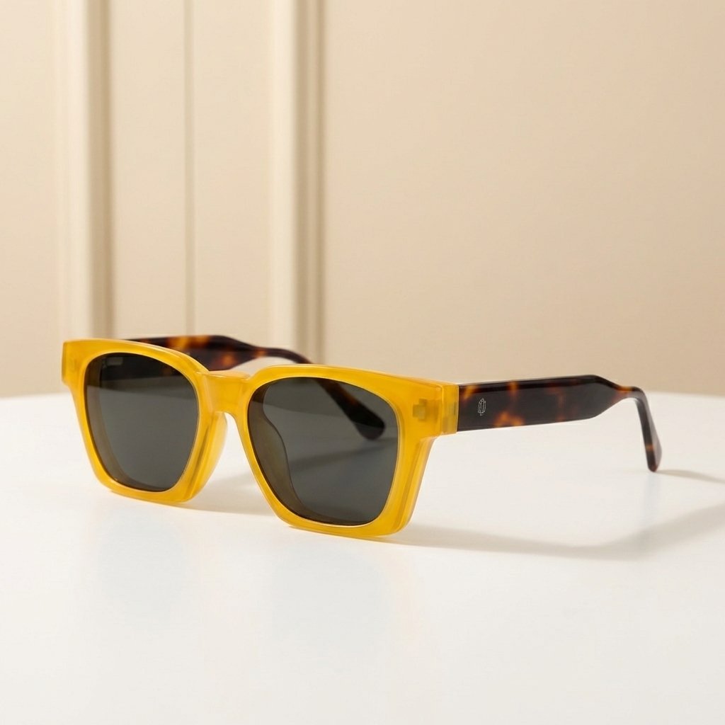 OG Amber Bold | Yellow Frame Square Sunglasses For Men