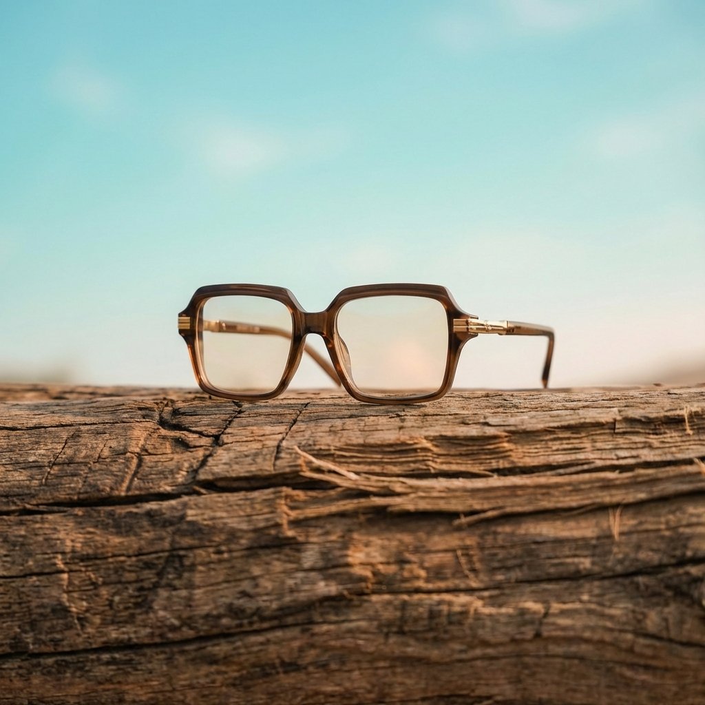 OG Amber Luxe Full Rim Square Eyeglasses | Premium Glossy Acetate Optical Frame for Men