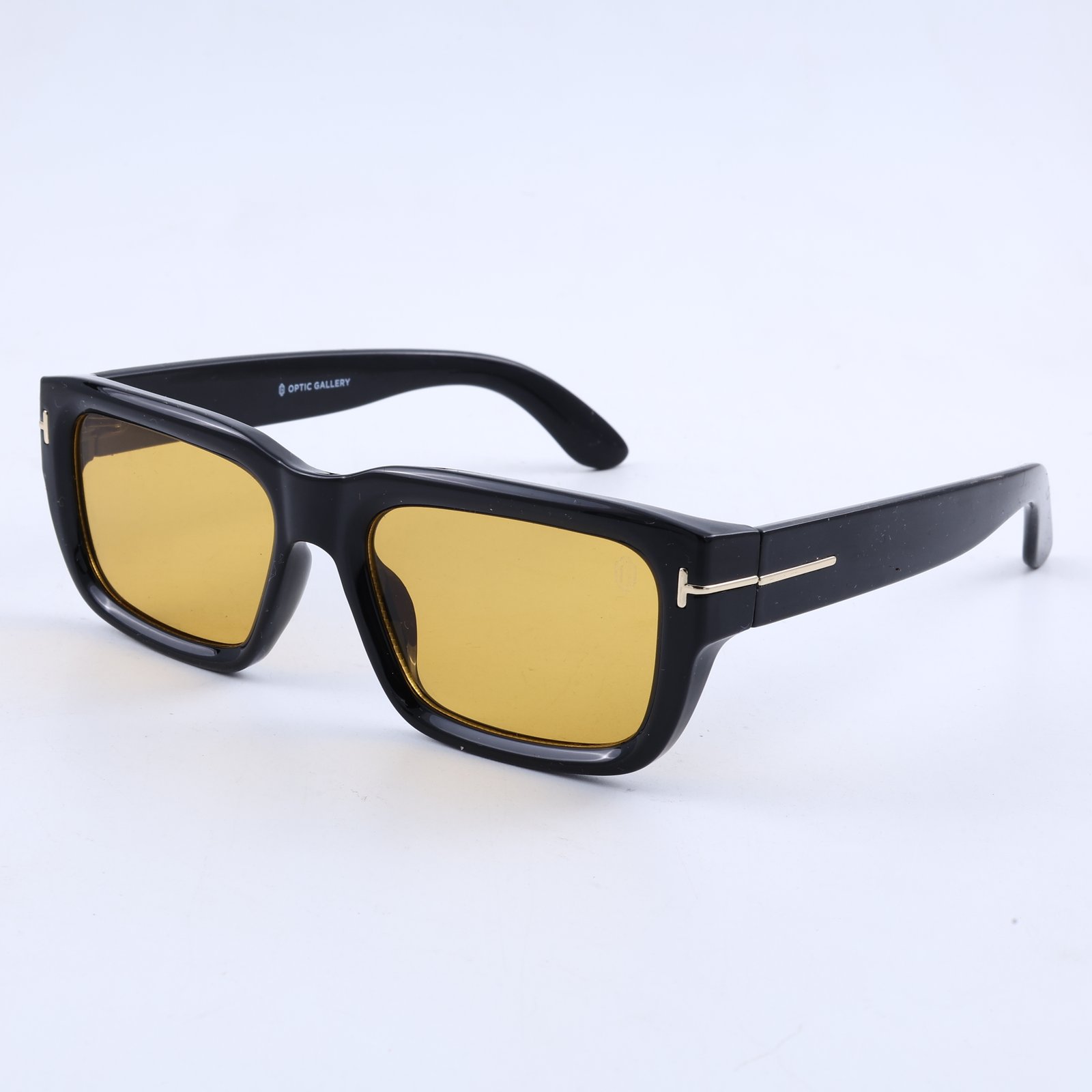 OG Amber Noir | Luxury Black Square Sunglasses with Golden Amber Lenses