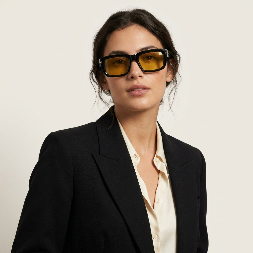 OG Amber Noir | Luxury Black Square Sunglasses with Golden Amber Lenses