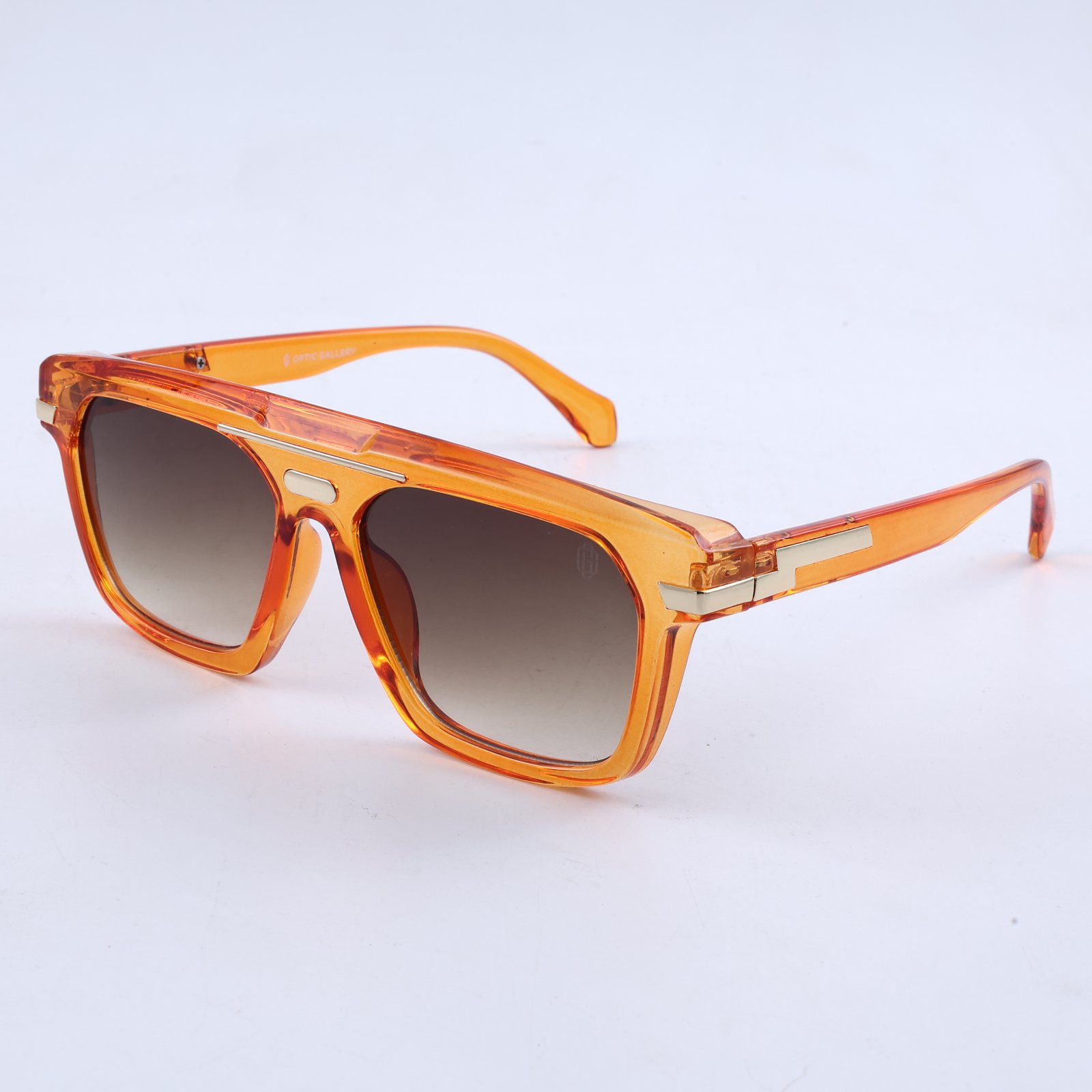 OG Amber Sovereign | Luxury Crystal Orange Navigator Sunglasses with Brown Gradient Lenses