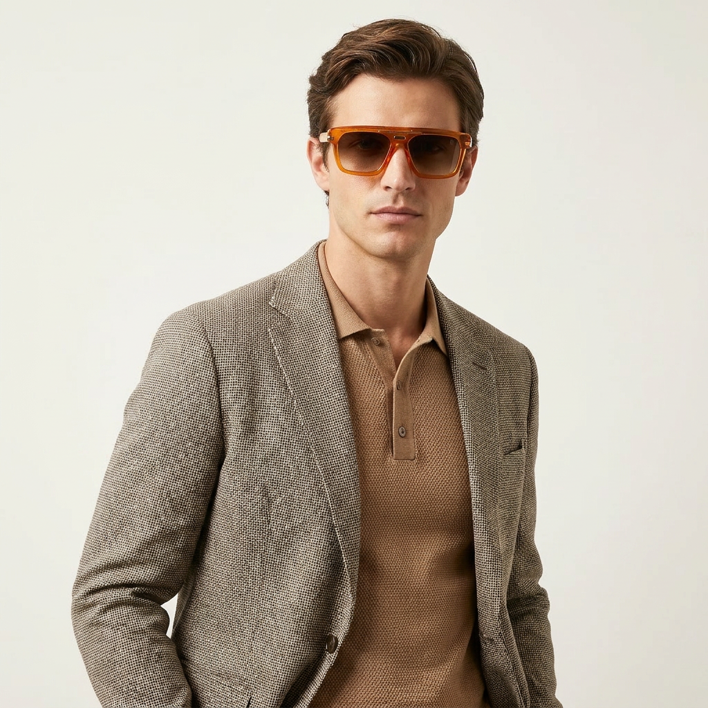 OG Amber Sovereign | Luxury Crystal Orange Navigator Sunglasses with Brown Gradient Lenses