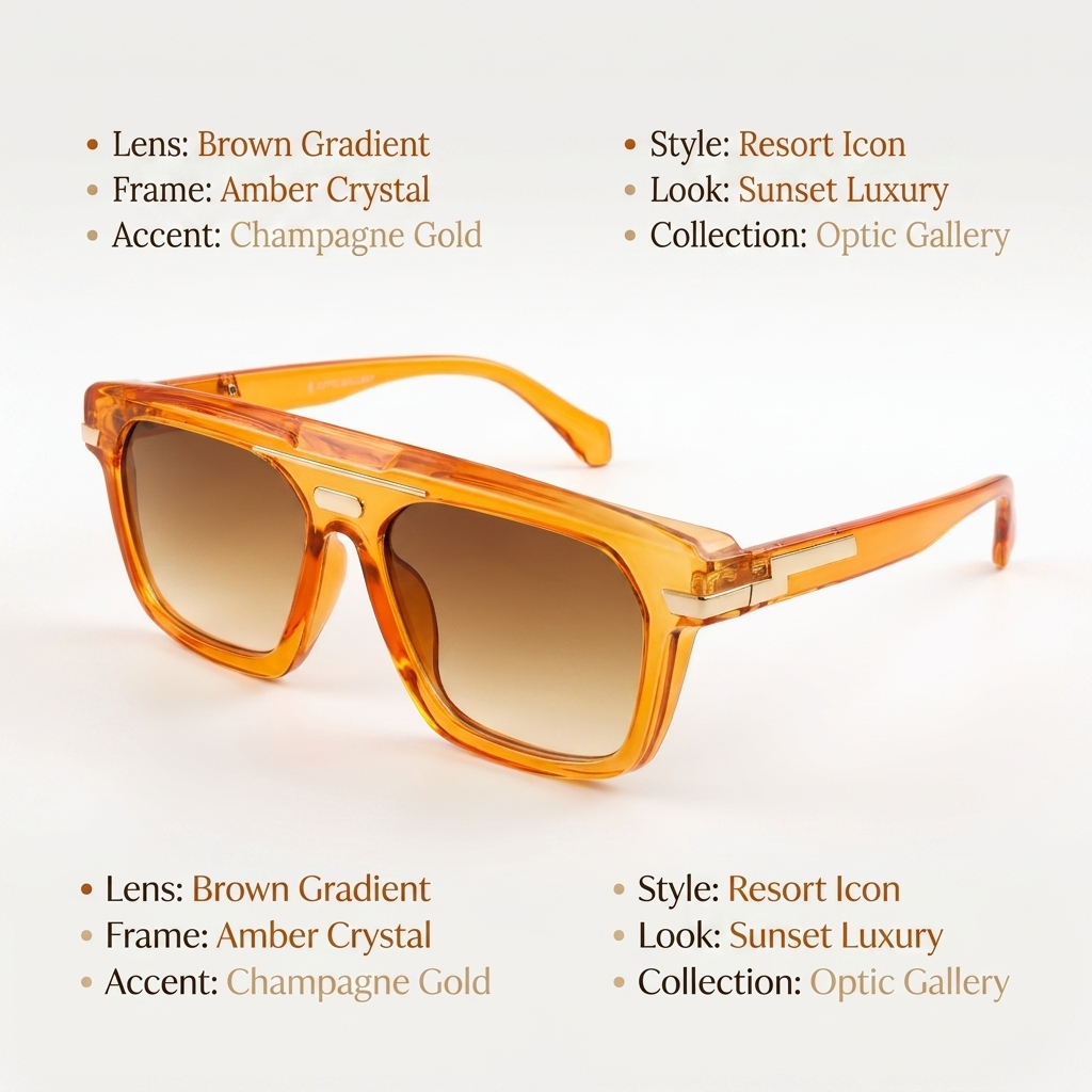 OG Amber Sovereign | Luxury Crystal Orange Navigator Sunglasses with Brown Gradient Lenses