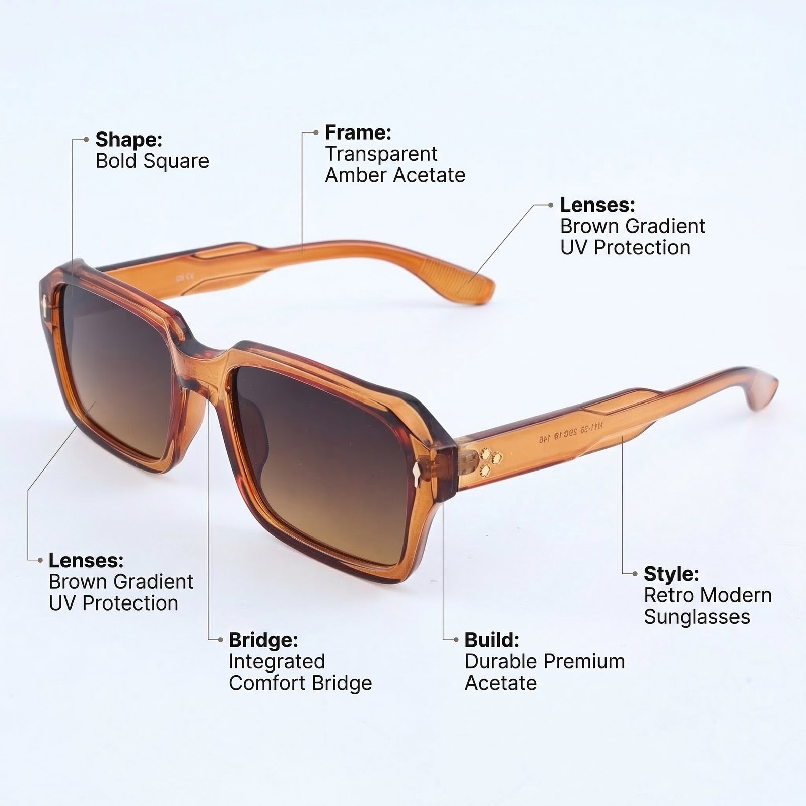 OG Amber Vault | Transparent Amber Square Sunglasses