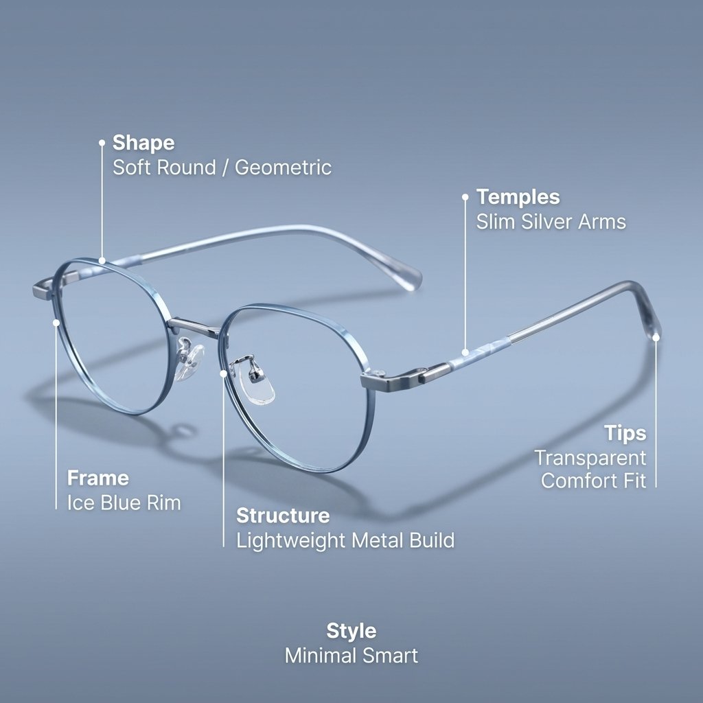 OG Arctic Air | Light Blue Rimless Round Eyeglasses