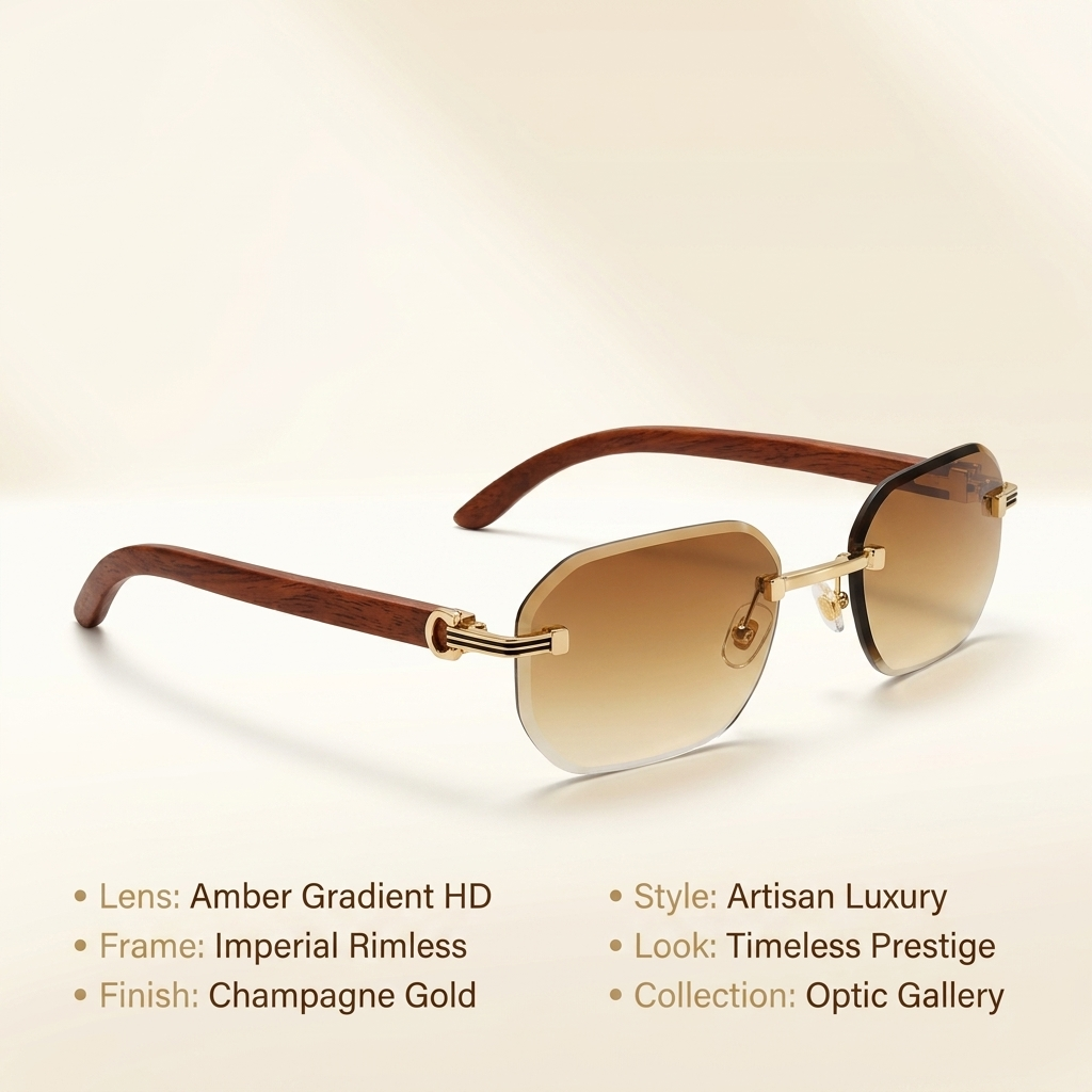 OG Arctic Phantom | Luxury Rimless Ice Blue Geometric Sunglasses with Gold Skull Temples