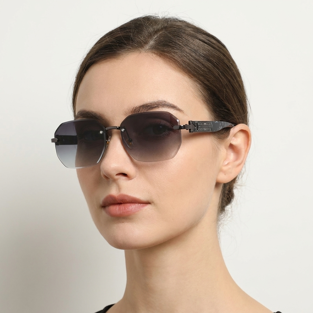 OG Arctic Phantom | Luxury Rimless Ice Blue Gradient Sunglasses with Camo Heritage Temples