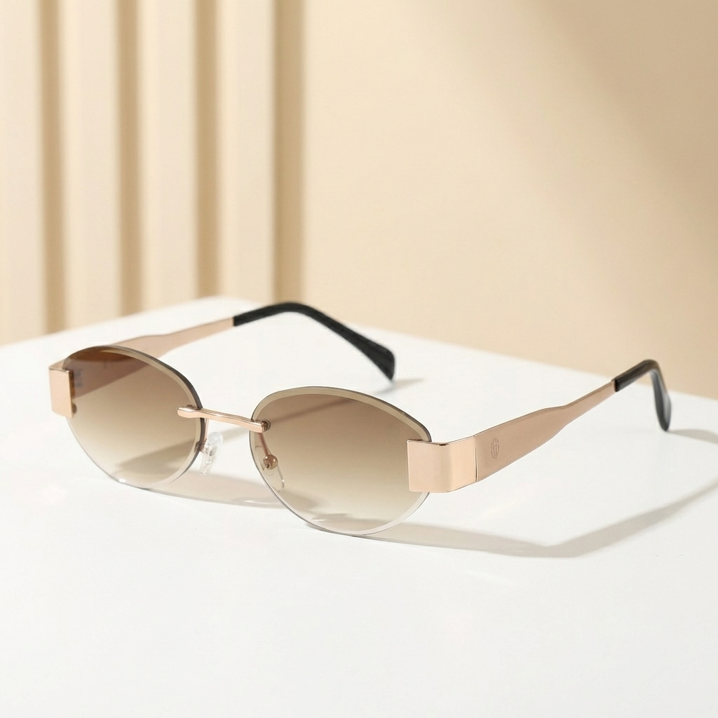 OG Aura Edge | Rimless Gold Oval Gradient Sunglasses