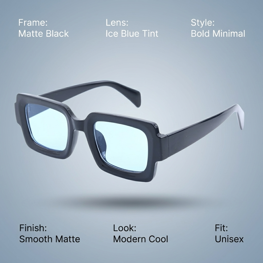 OG Azure Noir | Classic Square Blue Tint Sunglasses