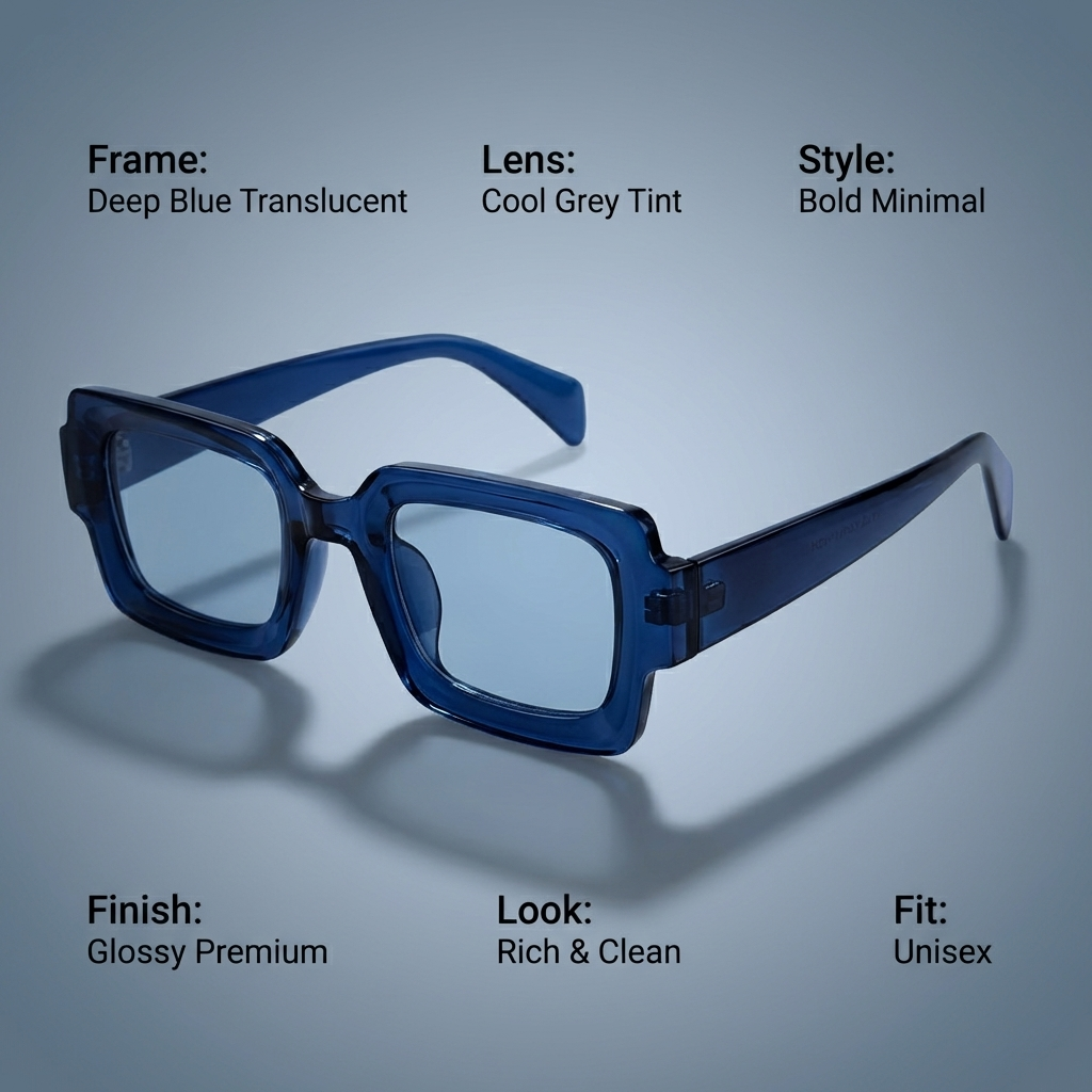 OG Azure Noir | Classic Square Blue Tint Sunglasses