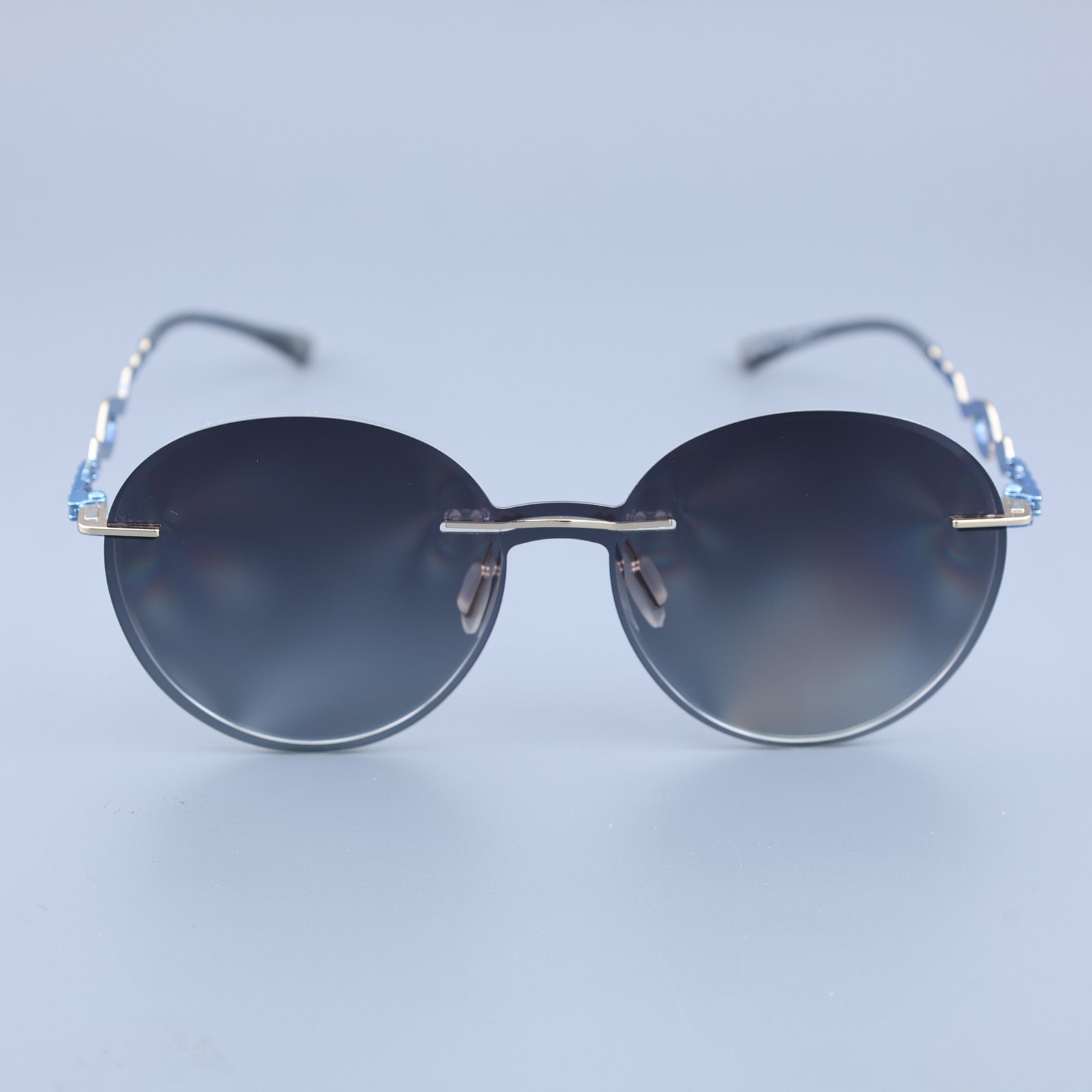 OG Azure Wave | Rimless Round Sunglasses For Women