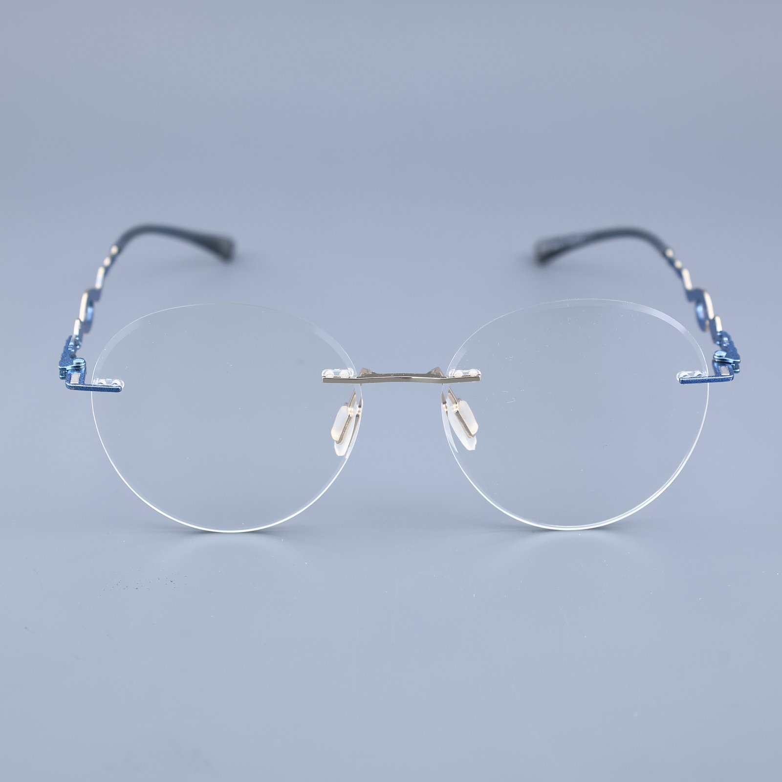 OG Azure Wave | Rimless Round Sunglasses For Women