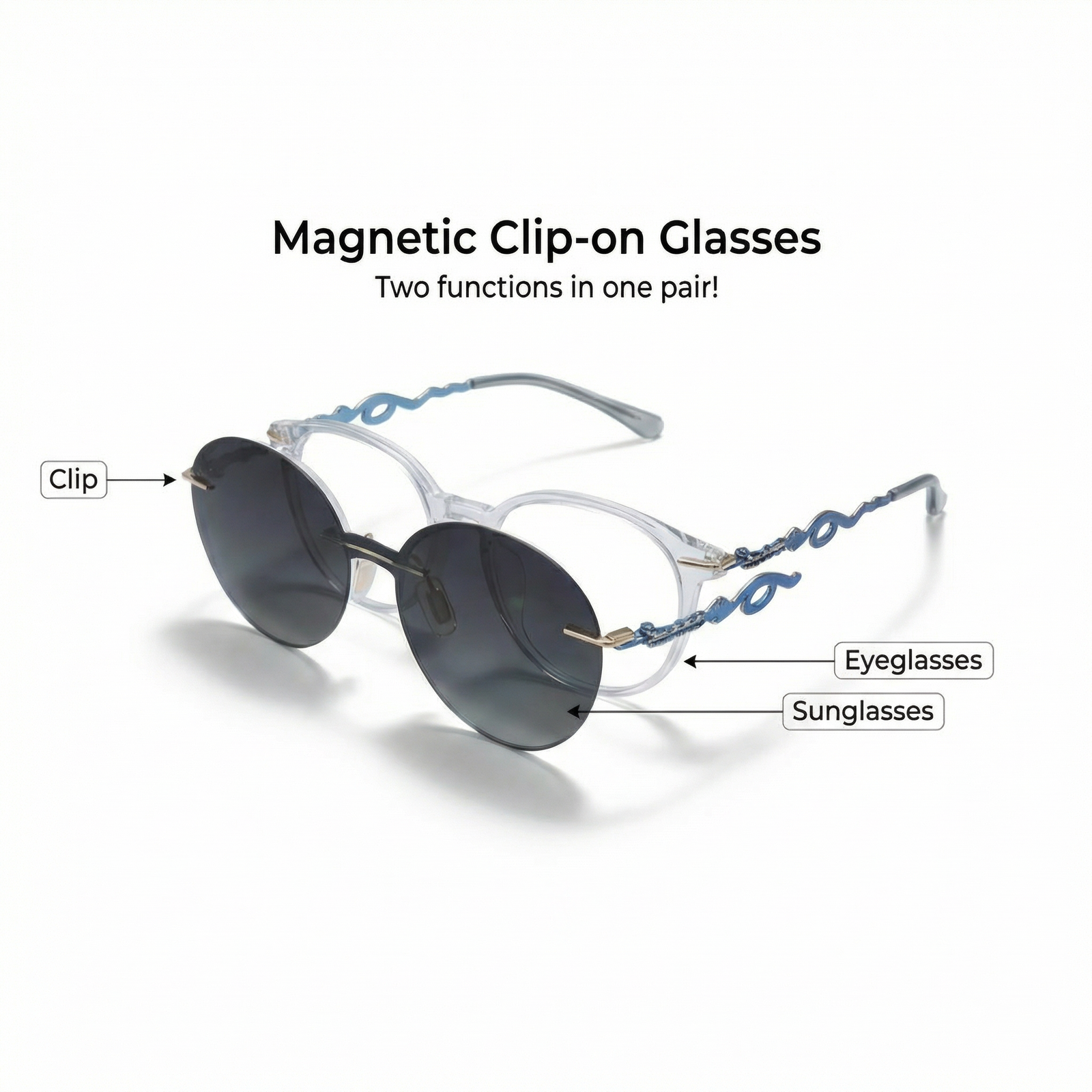 OG Azure Wave | Rimless Round Sunglasses For Women