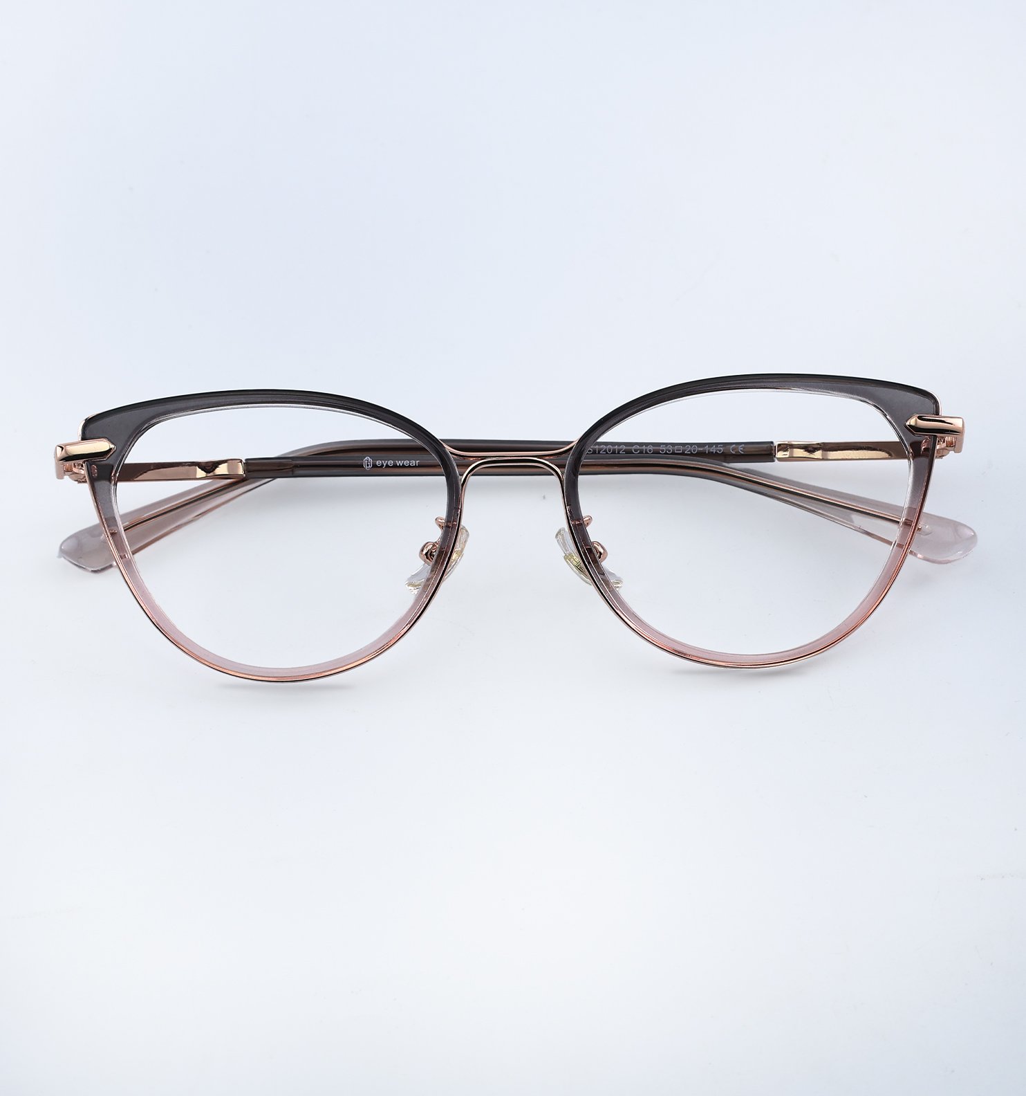 OG Bella CatEye Full Rim Eyeglasses for Women | Elegant & Stylish Optical Frame | Matte Charcoal, Light Rose Gold & Blush Rose