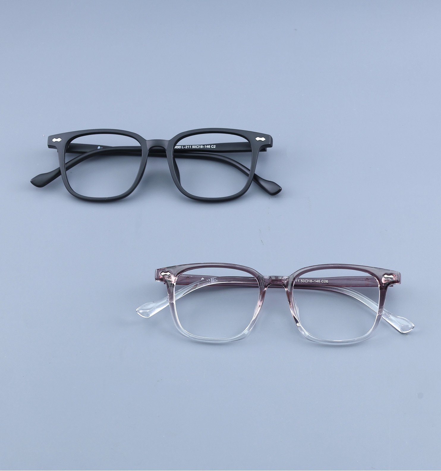 OG Blush Crystal Gradient Full Rim Square Eyeglasses for Men