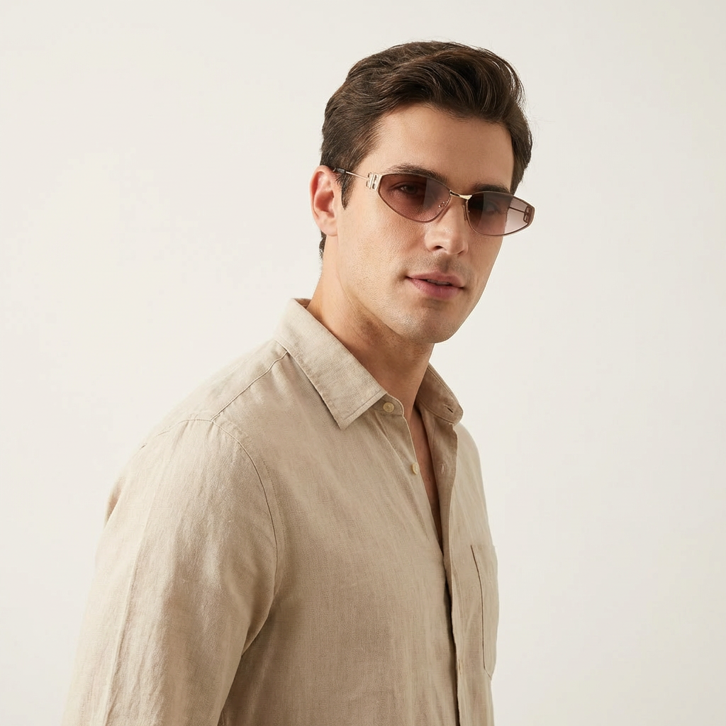 OG Blush Curve | Gold Slim Cat-Eye Pink Tint Sunglasses