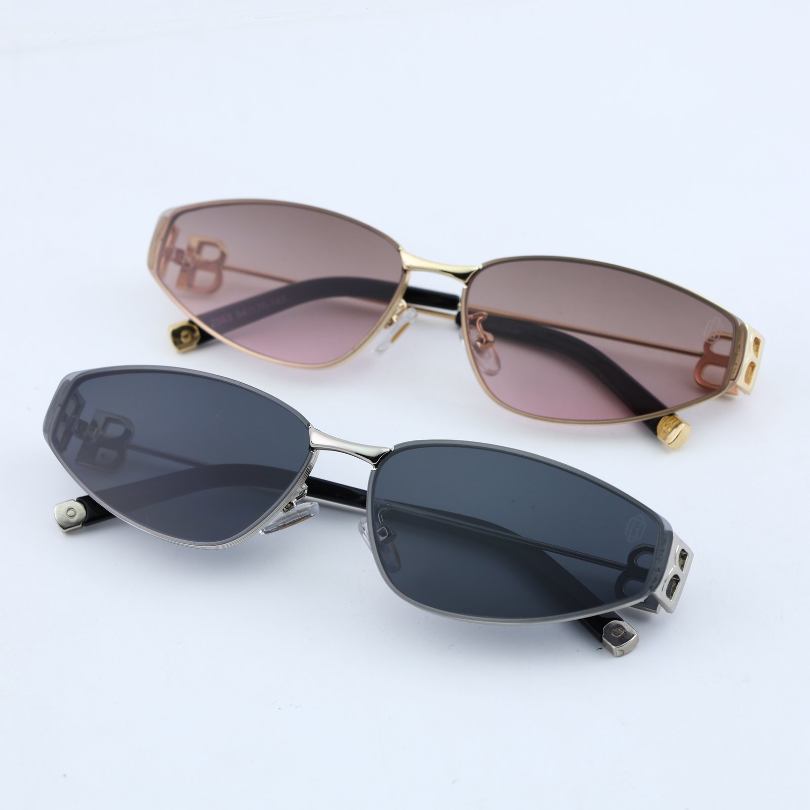 OG Blush Curve | Gold Slim Cat-Eye Pink Tint Sunglasses
