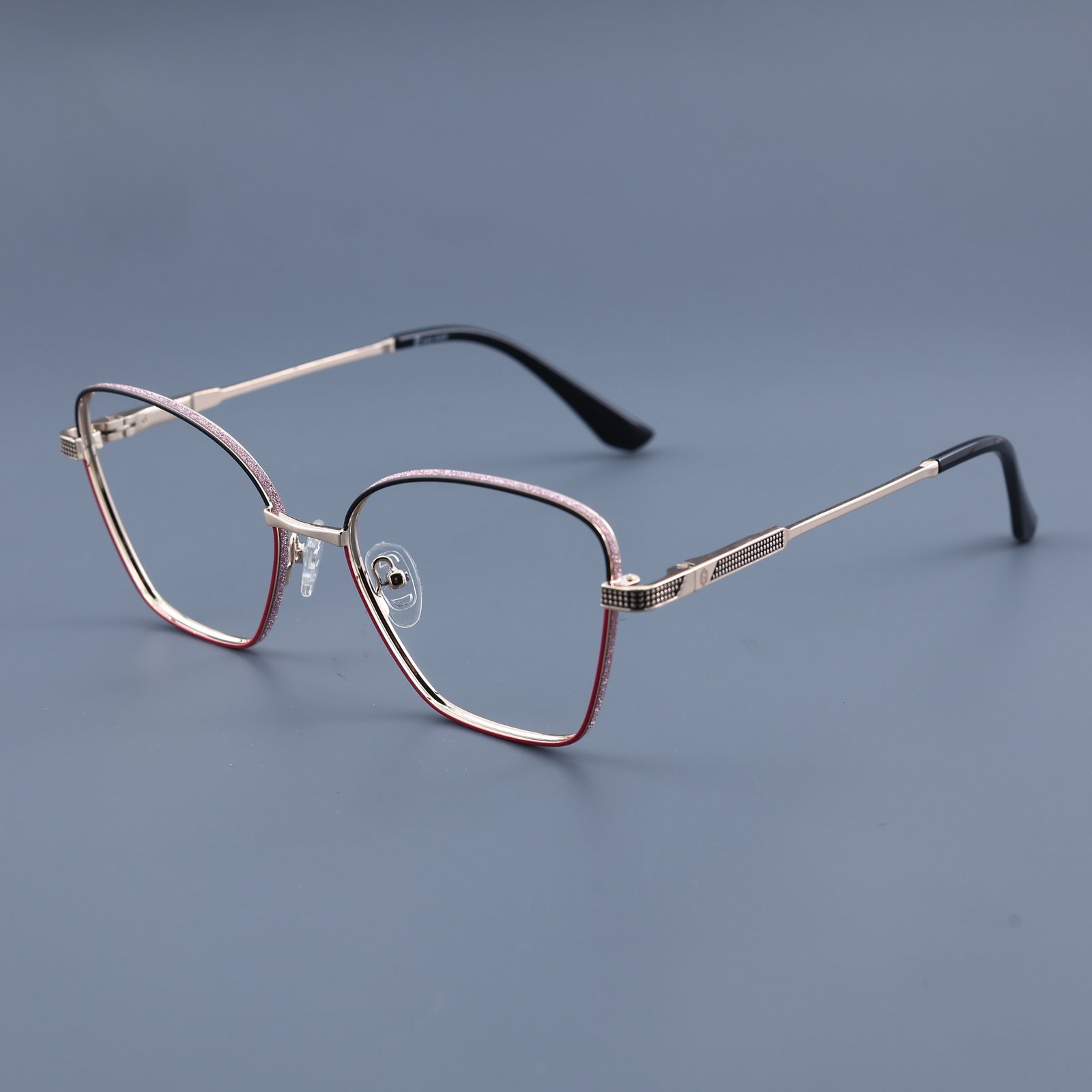 OG Blush Steel | Dual Tone Square Metal Eyeglasses