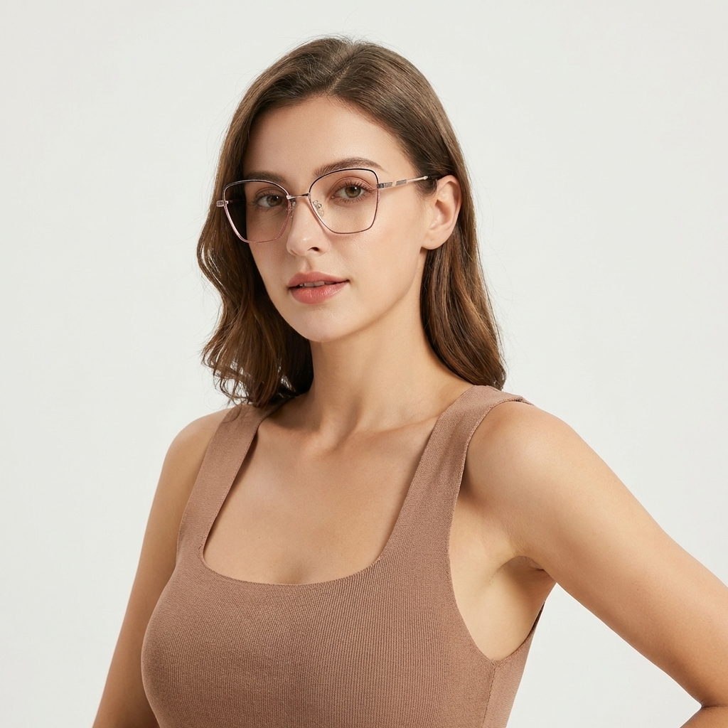 OG Blush Steel | Dual Tone Square Metal Eyeglasses