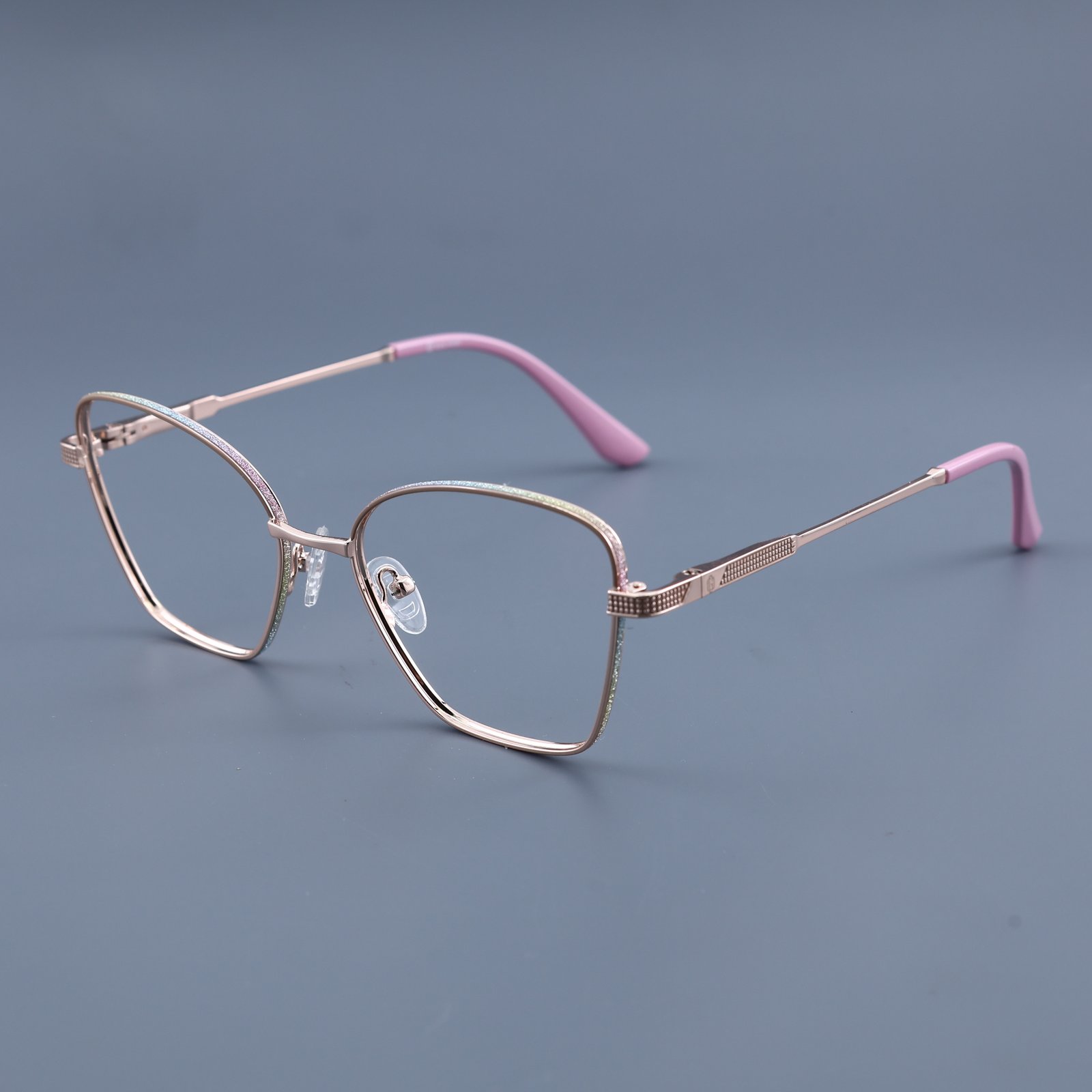OG Blush Steel | Dual Tone Square Metal Eyeglasses