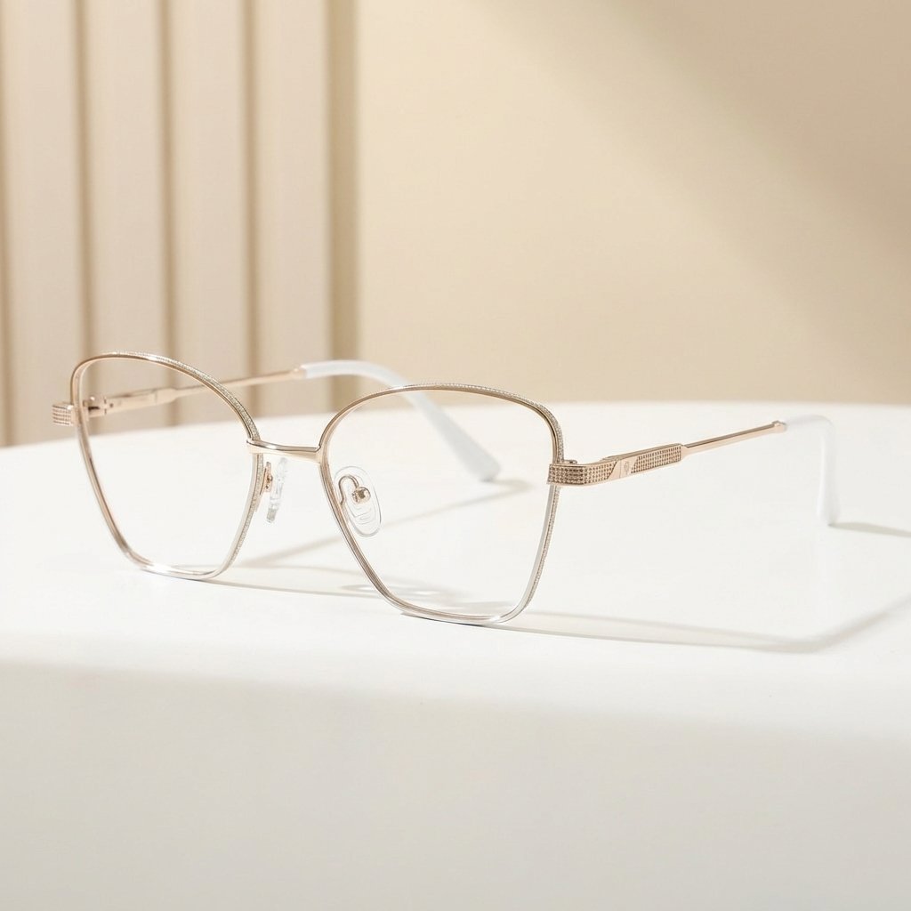 OG Blush Steel | Dual Tone Square Metal Eyeglasses