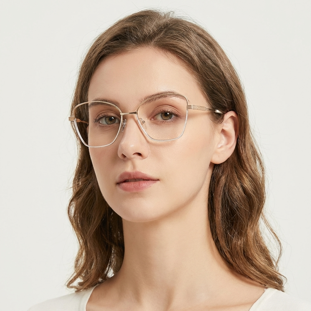 OG Blush Steel | Dual Tone Square Metal Eyeglasses