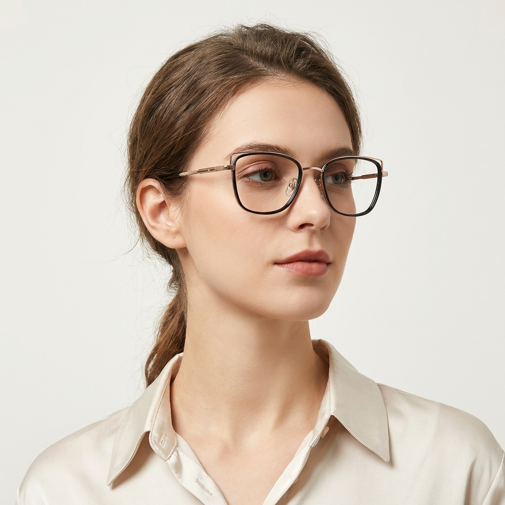 OG Cat Eye | Blush Pink Square Metal Eyeglasses