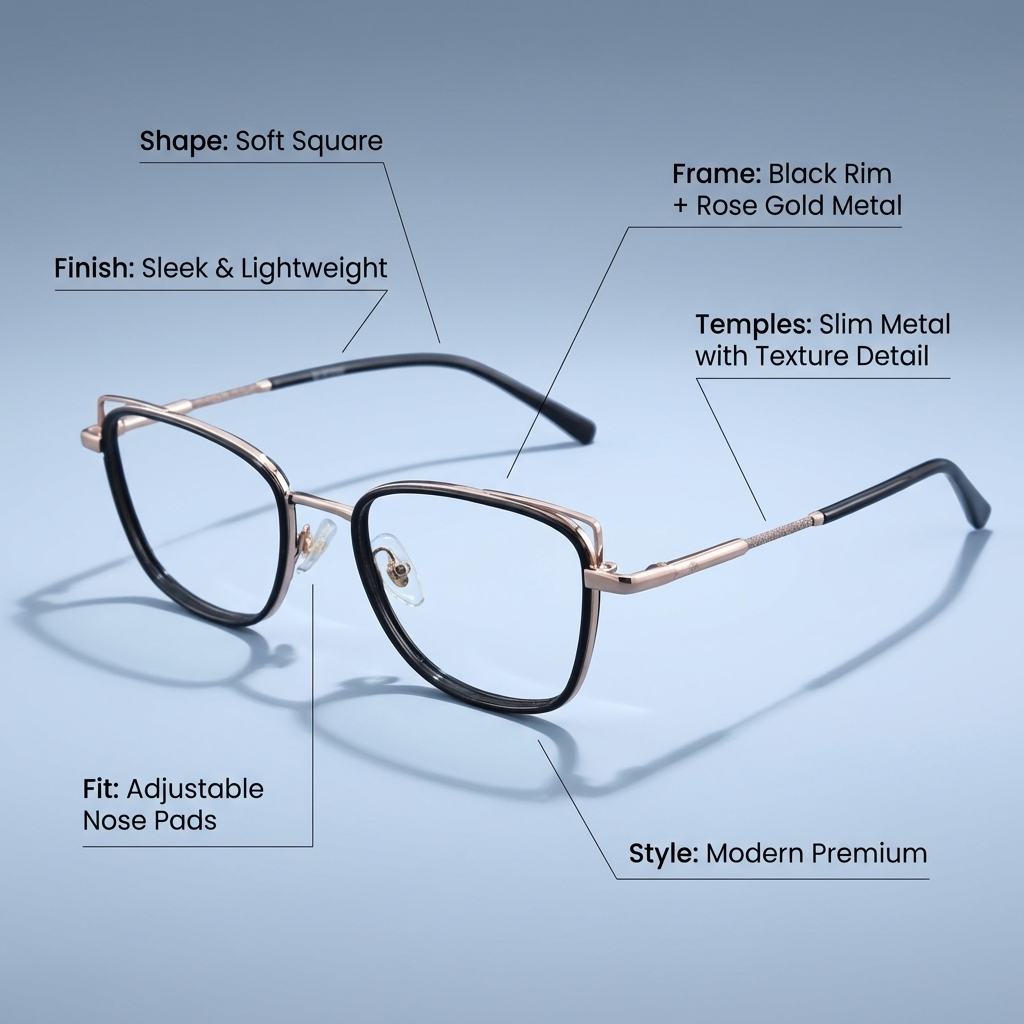 OG Cat Eye | Blush Pink Square Metal Eyeglasses