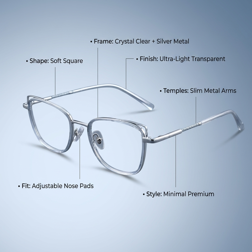 OG Cat Eye | Blush Pink Square Metal Eyeglasses