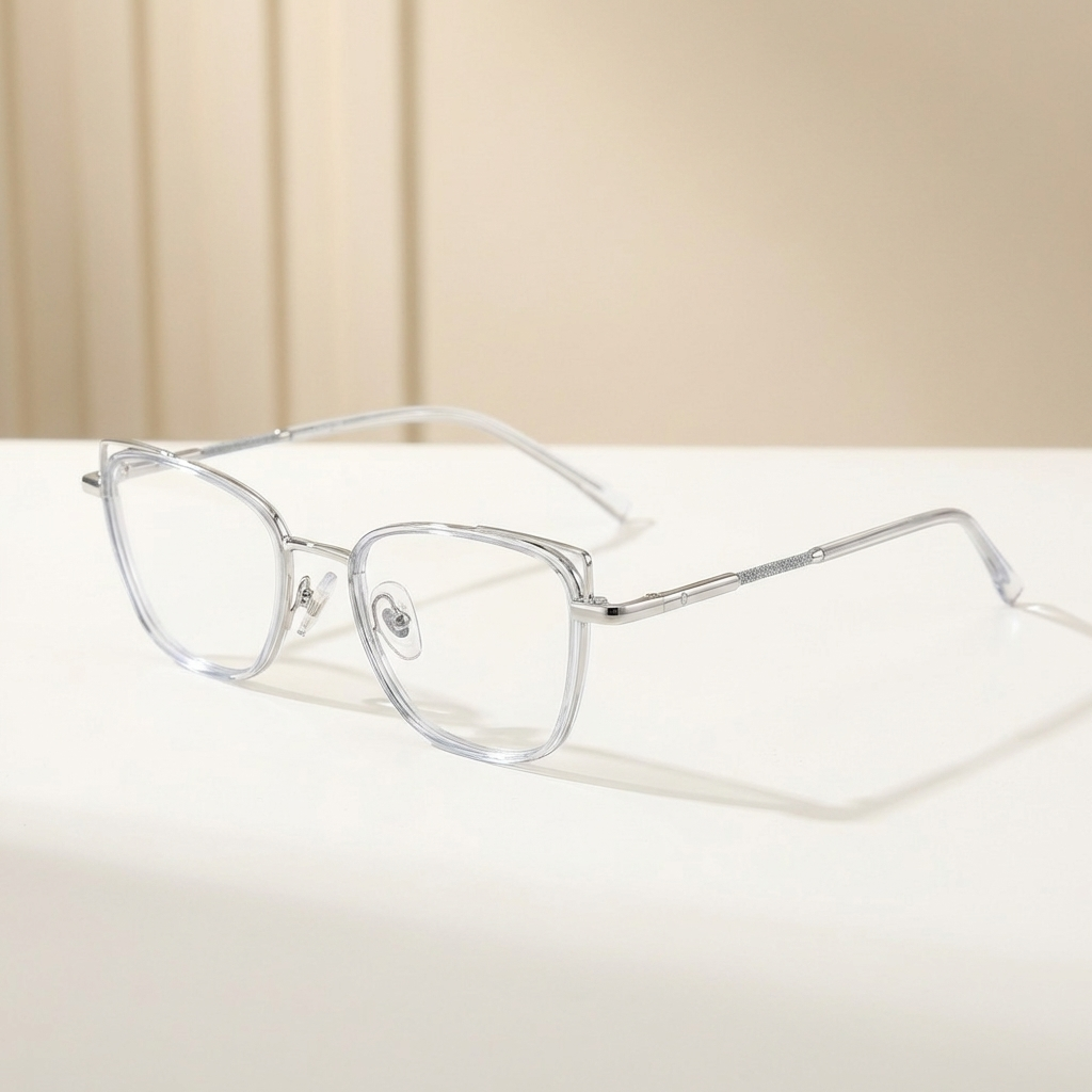 OG Cat Eye | Blush Pink Square Metal Eyeglasses