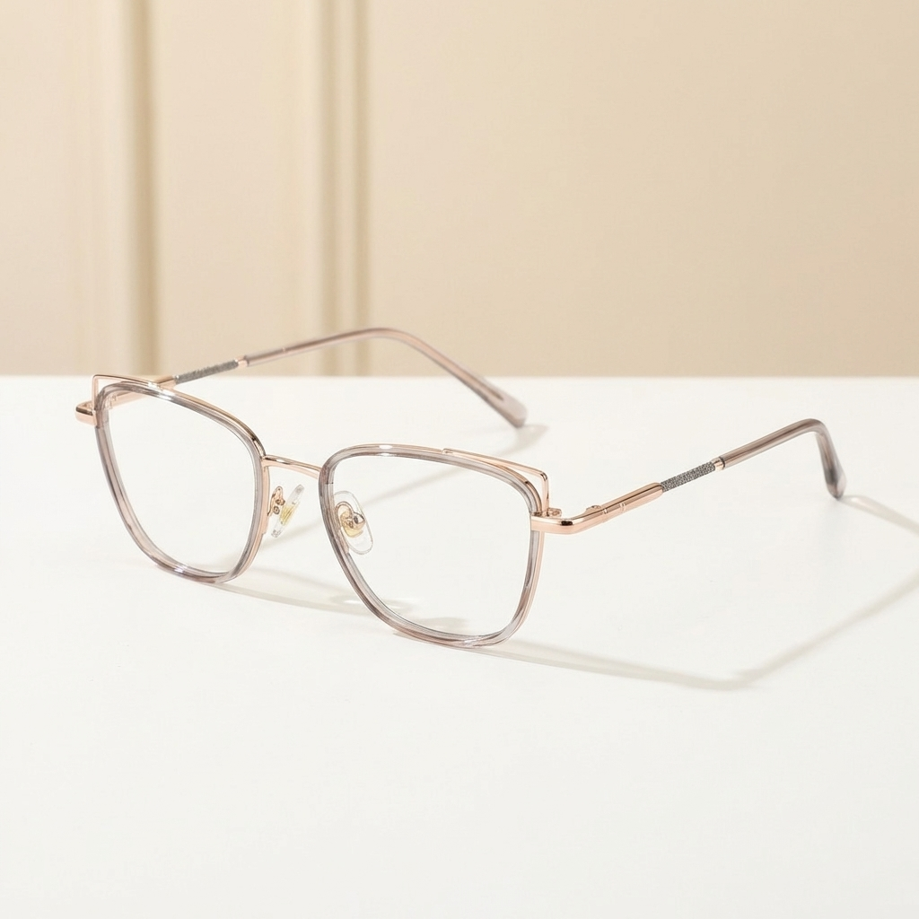 OG Cat Eye | Blush Pink Square Metal Eyeglasses