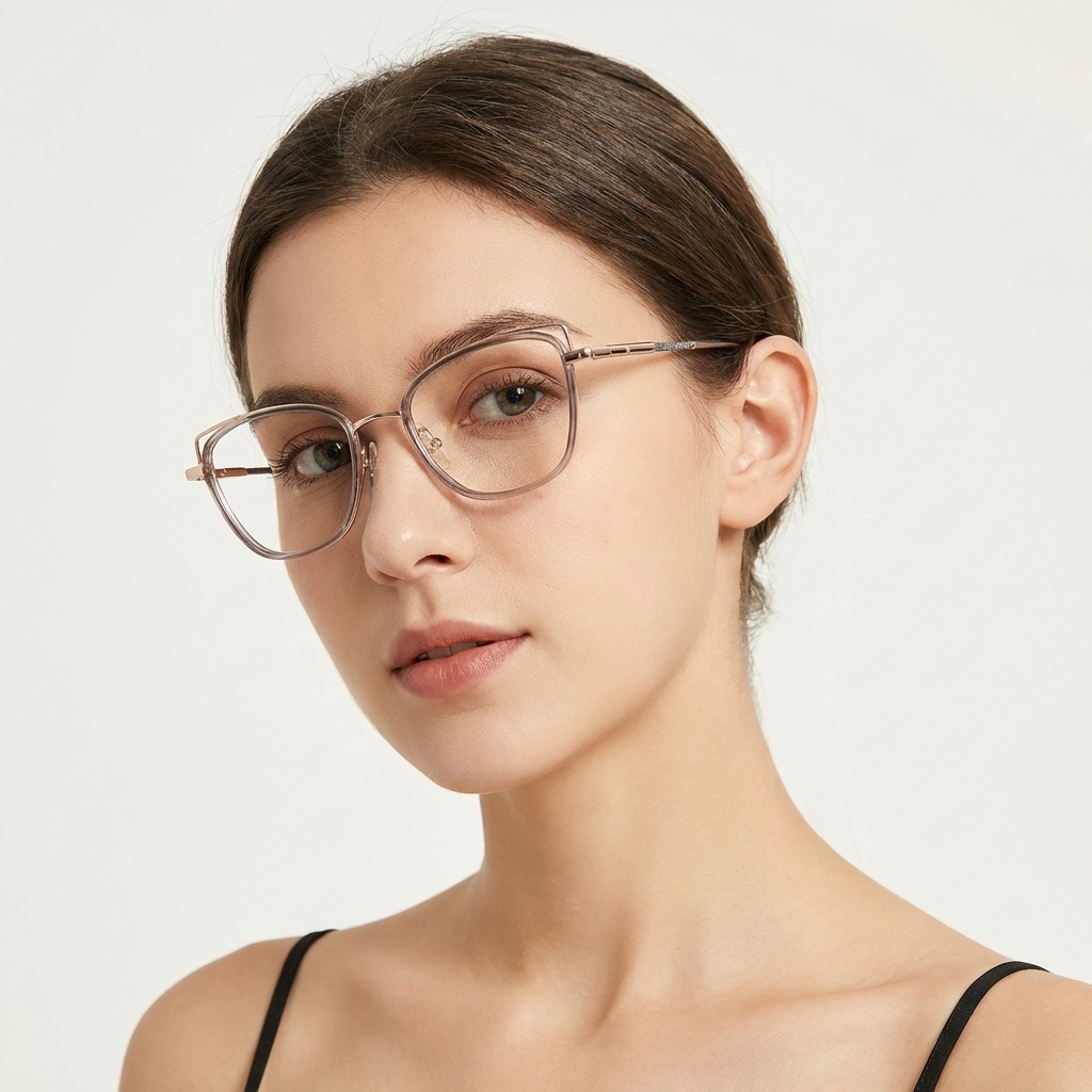 OG Cat Eye | Blush Pink Square Metal Eyeglasses