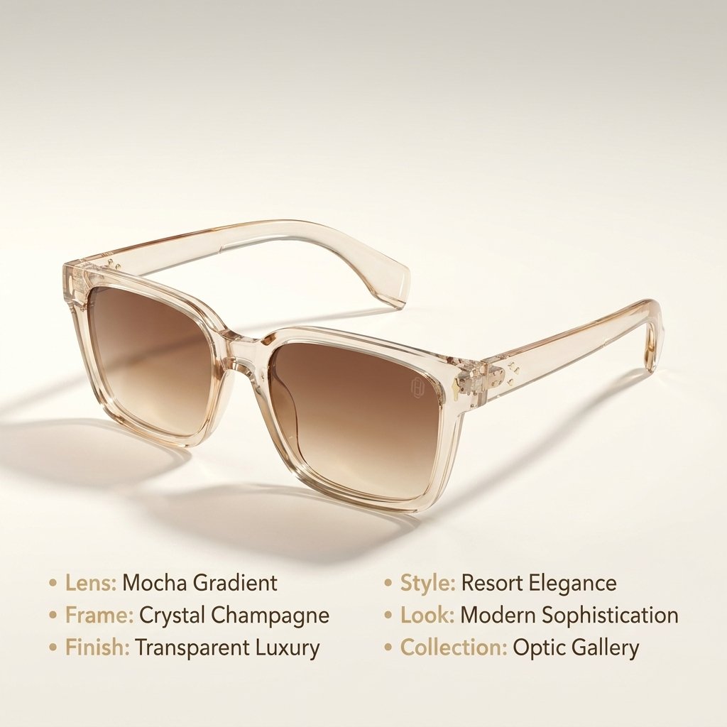 OG Champagne Royale | Luxury Crystal Champagne Square Sunglasses with Brown Gradient Lenses